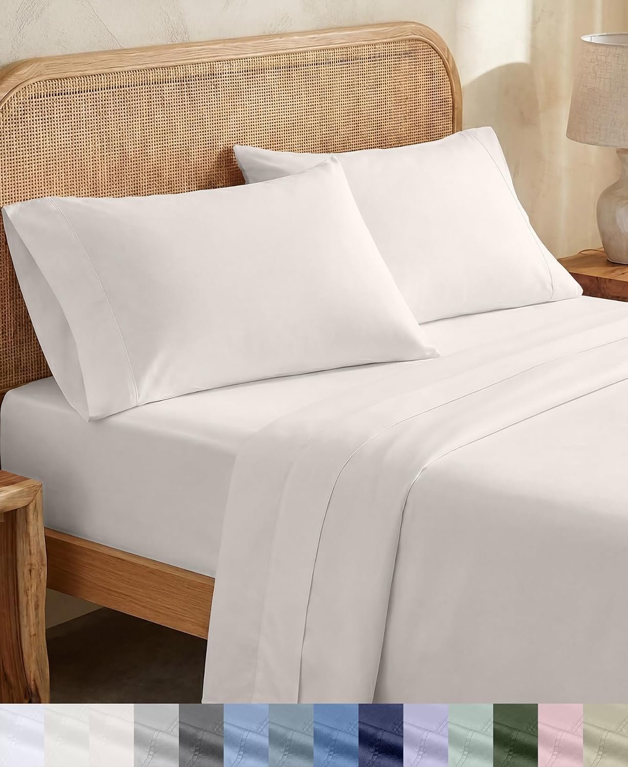 California Design Den 100% Organic Cotton Queen Sheet Set, True Ivory