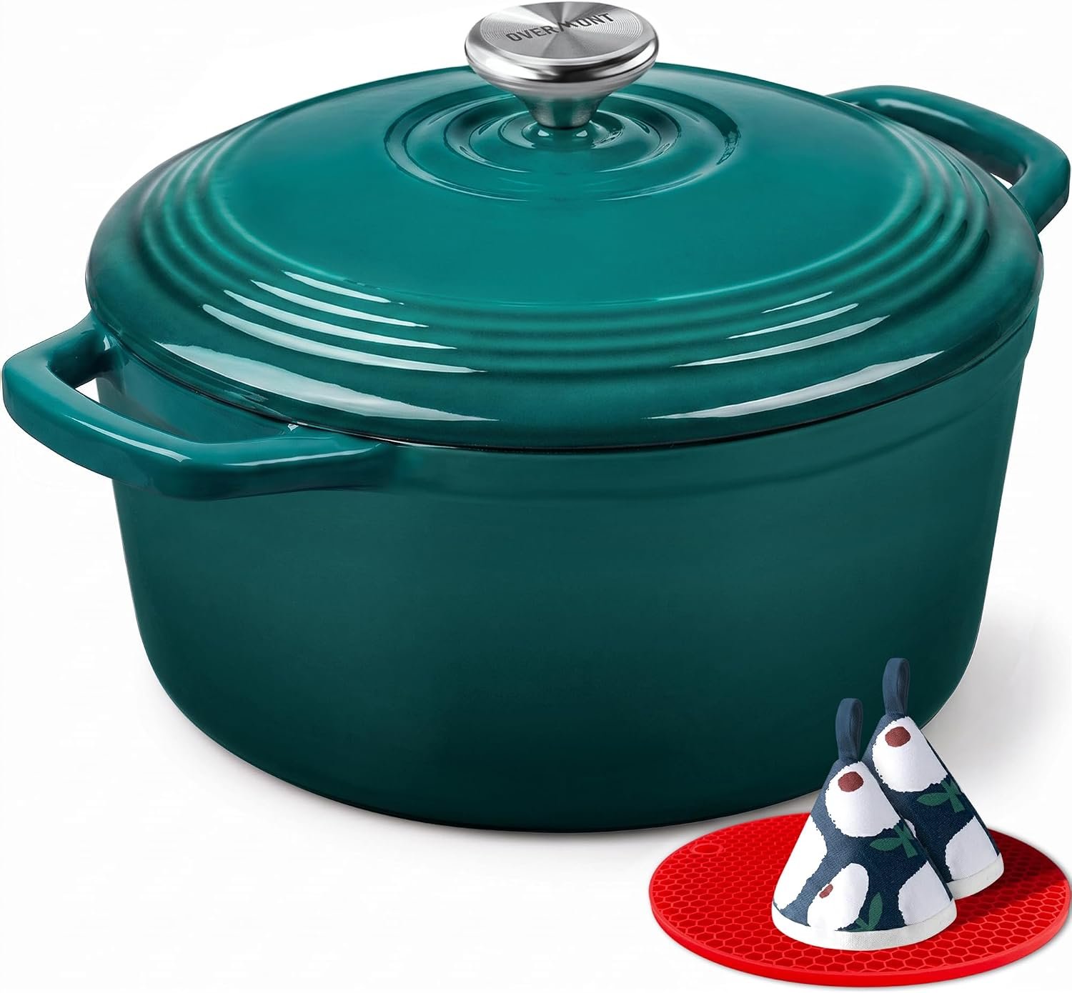 Overmont Enameled Cast Iron Dutch Oven – 5.5QT Pot with Lid Cookbook