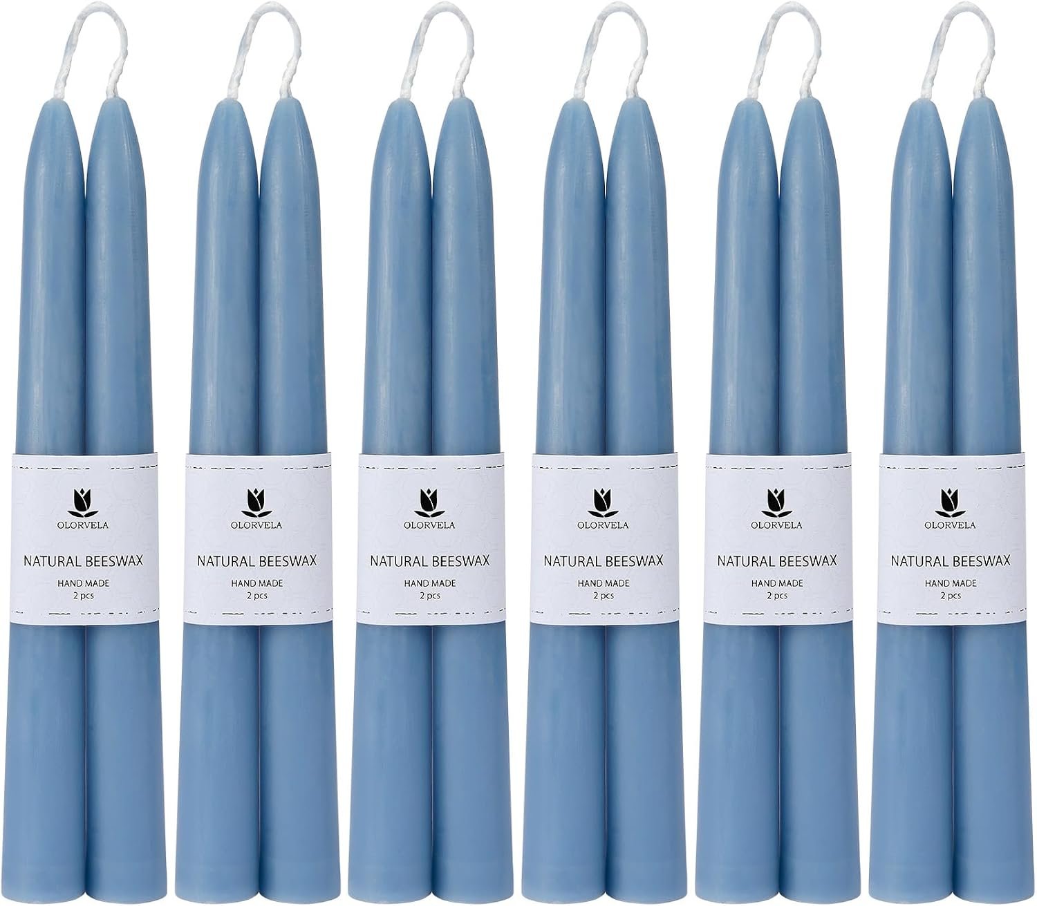 Blue Beeswax Taper Candles,8″ Long Candlestick,smokeless dripless unscented Natural Beeswax Candles.for Gift,Mother’s Day (Blue, 12 Pack)