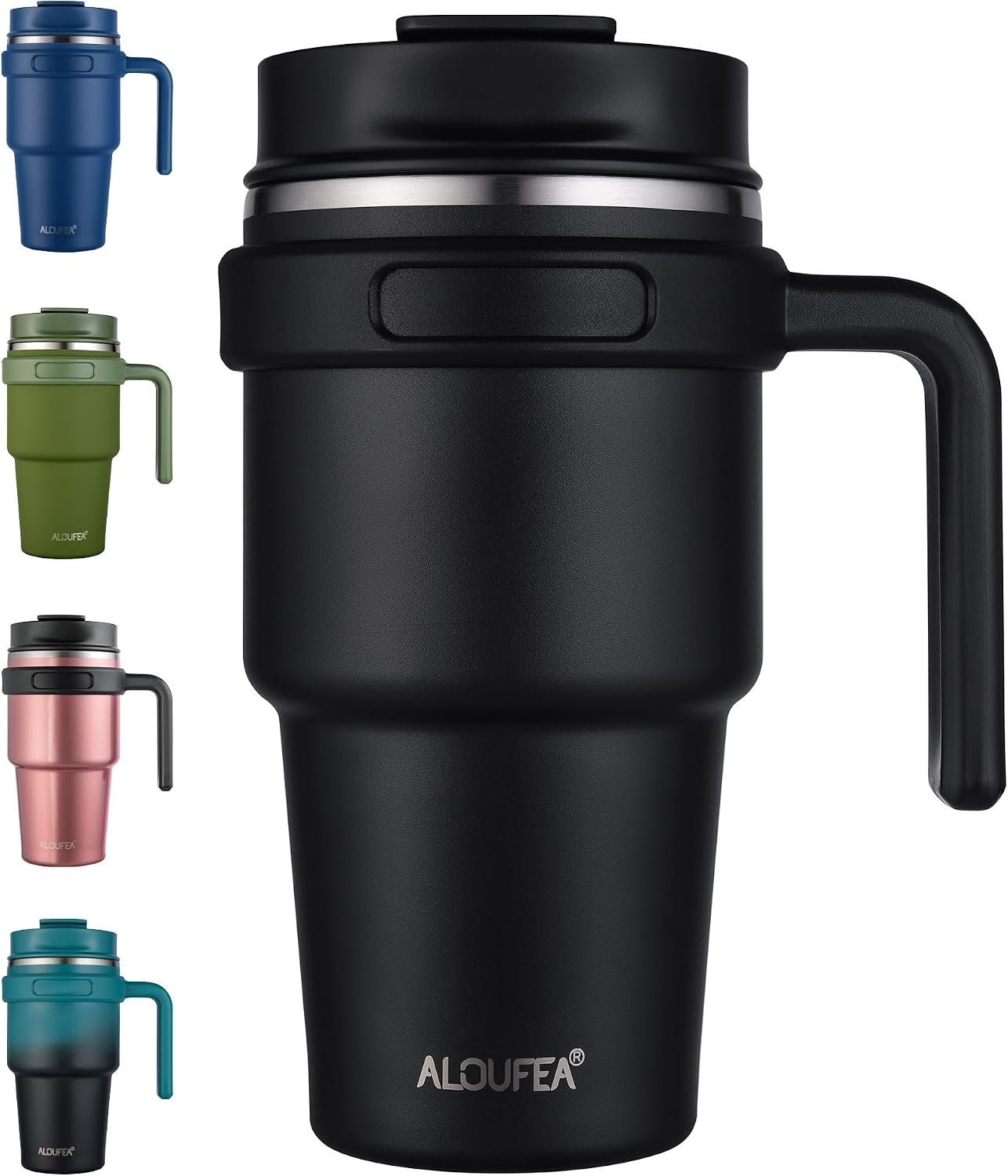 20 oz Insulated Travel Coffee Mug Tumbler with Handle and Straw