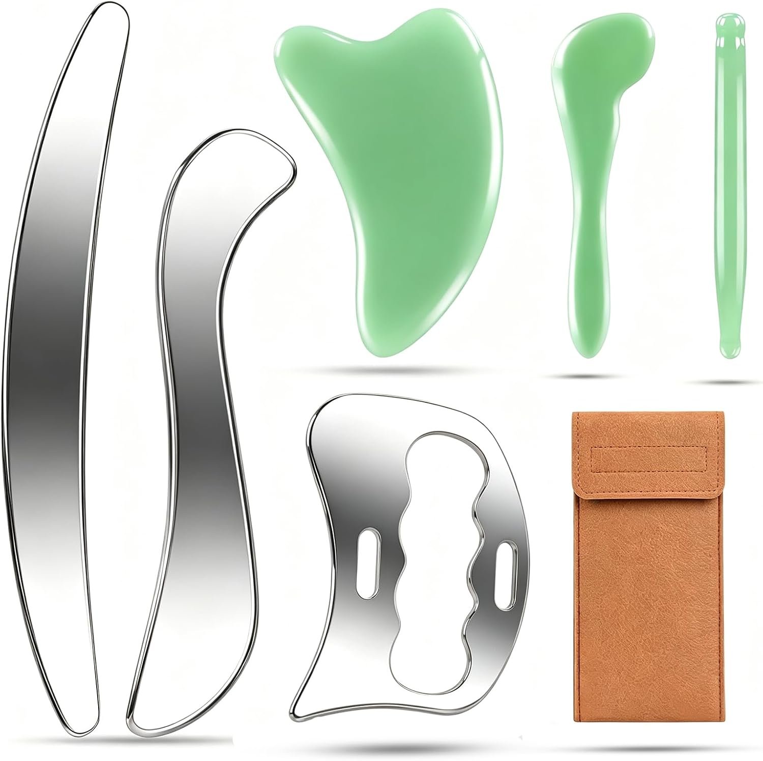 Muscle Scraper Tool, 6 in1 Body Gua Sha Tools for Face, Back, Legs, Arms