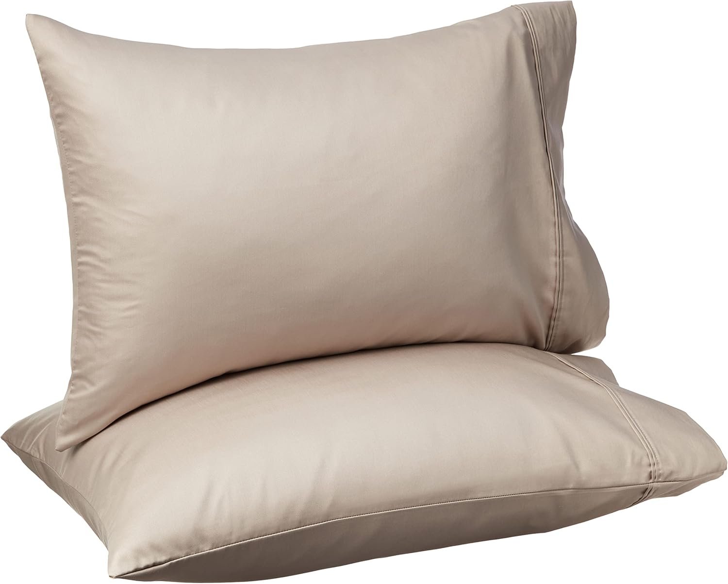 Amazon Basics 400 Thread Count 100% Cotton Pillowcases, Sateen Weave, Standard Size, 20″ x 30″, Stone Gray, Set of 2