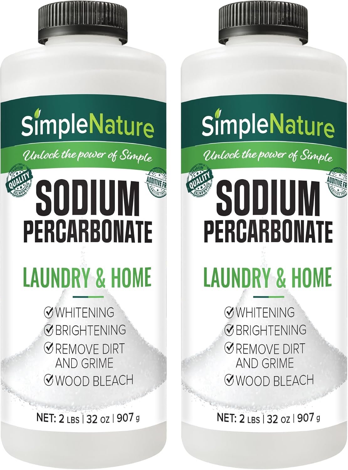 SimpleNature Sodium Percarbonate (4 lbs total, 2 pack of 2 lbs) – Versatile Scent-Free Cleaner for Home, Laundry, and Decking – Pure Oxygen Bleach – Convenient Container with Scoop