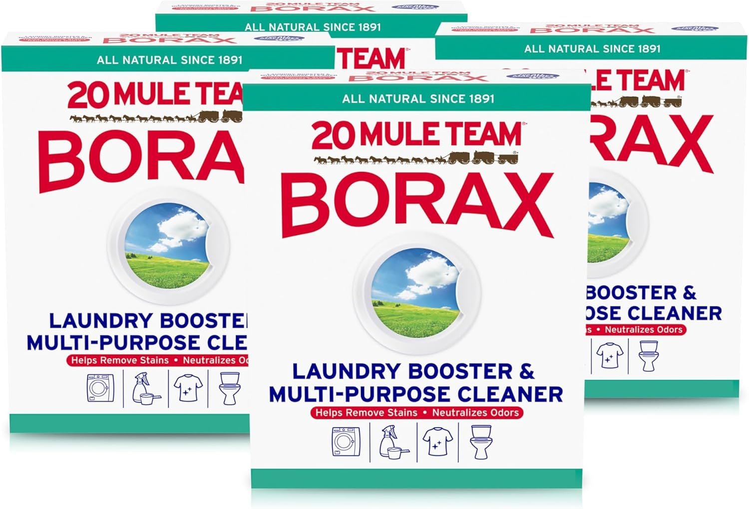 20 Mule Team Borax Powder Laundry Booster, All Natural, 65 Oz, 4 Count