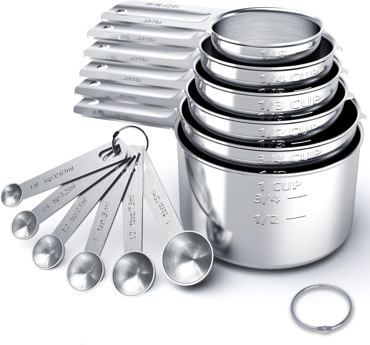 TILUCK Stainless Steel Measuring Cups & Spoons Set, Cups and Spoons
