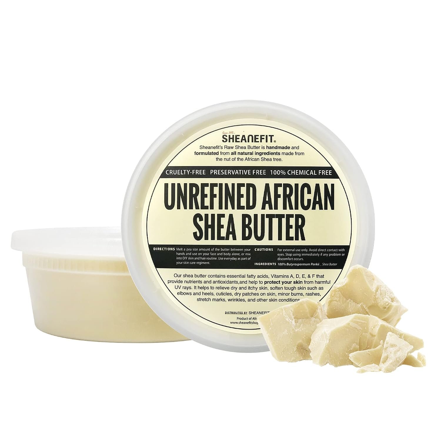 Sheanefit Raw Unrefined African Shea Butter, Natural Body Butter, Soft