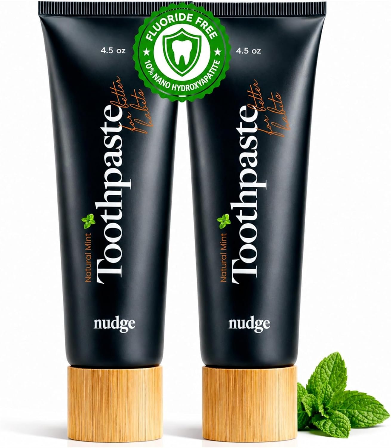 Nudge 10% Nano Hydroxyapatite Toothpaste, Natural Mint, 4.5 oz, Pack of 2