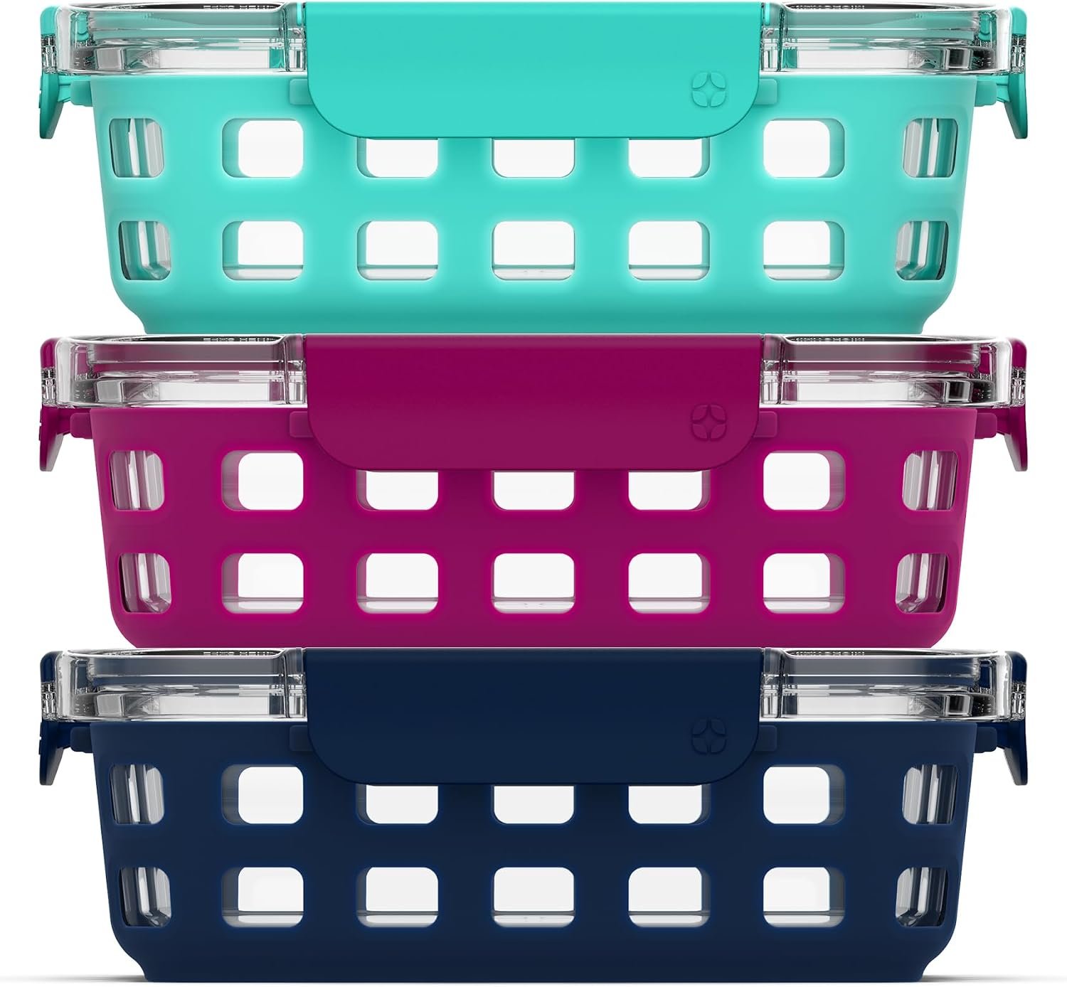Ello Duraglass 3.4 Cup Glass Meal Prep Containers, 6 Pc, 3 Pack,Mixed Berry