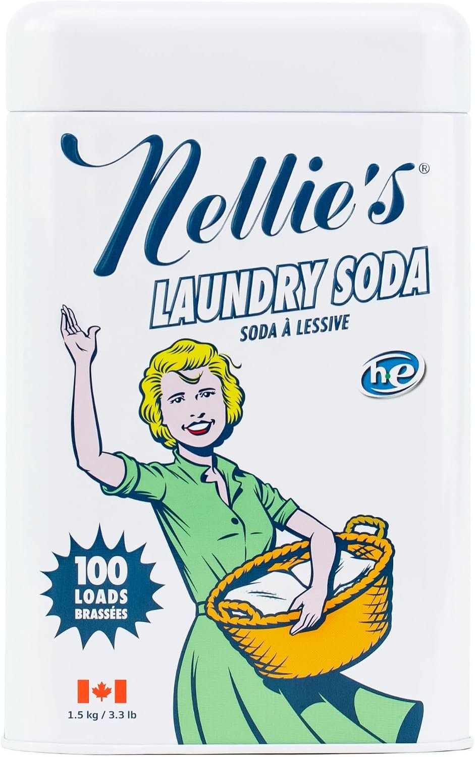 Nellie’s Laundry Soda | Powder Laundry Detergent 100 Loads | Made in Canada