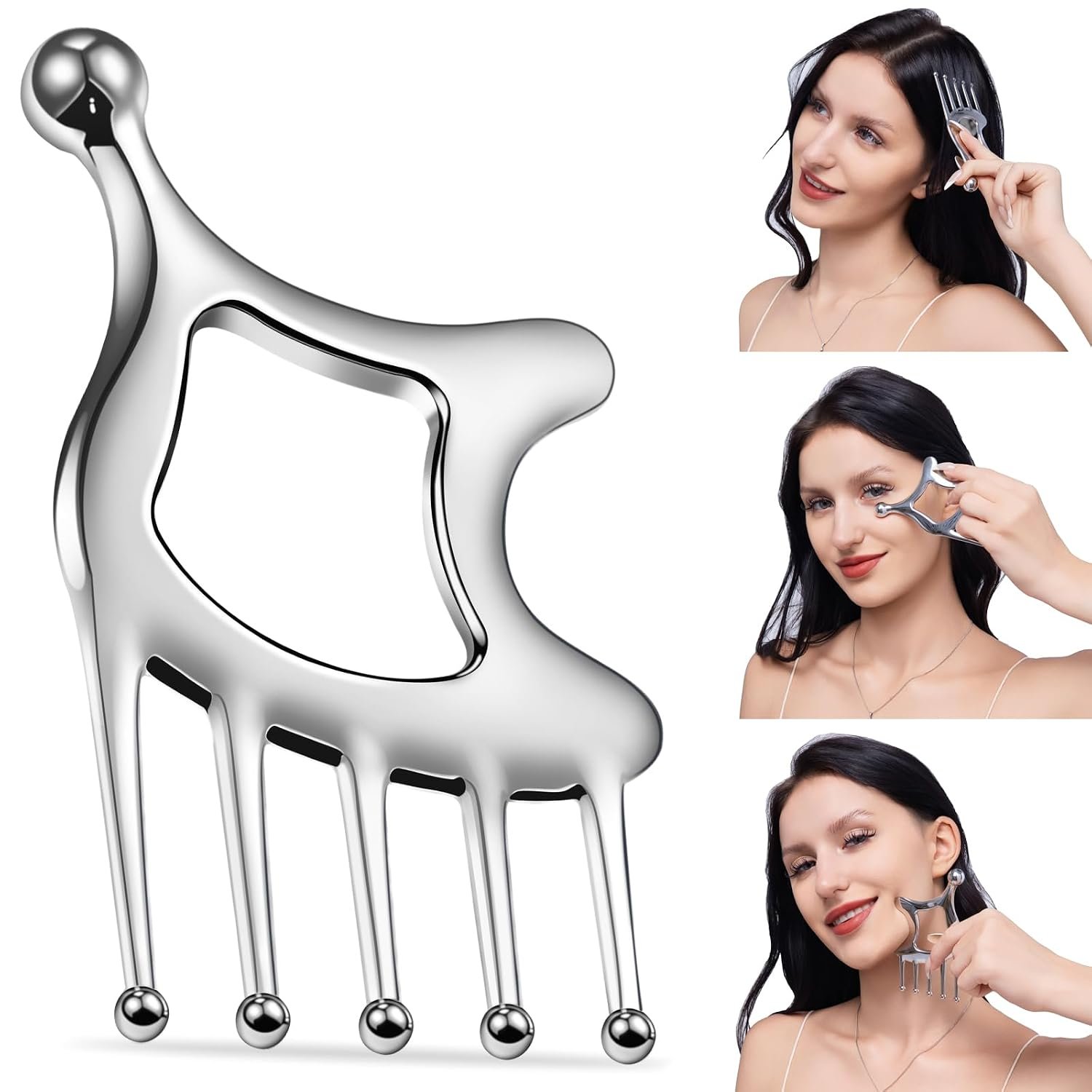 Stainless Steel Gua Sha Tool; Portable Scalp Massage Tool