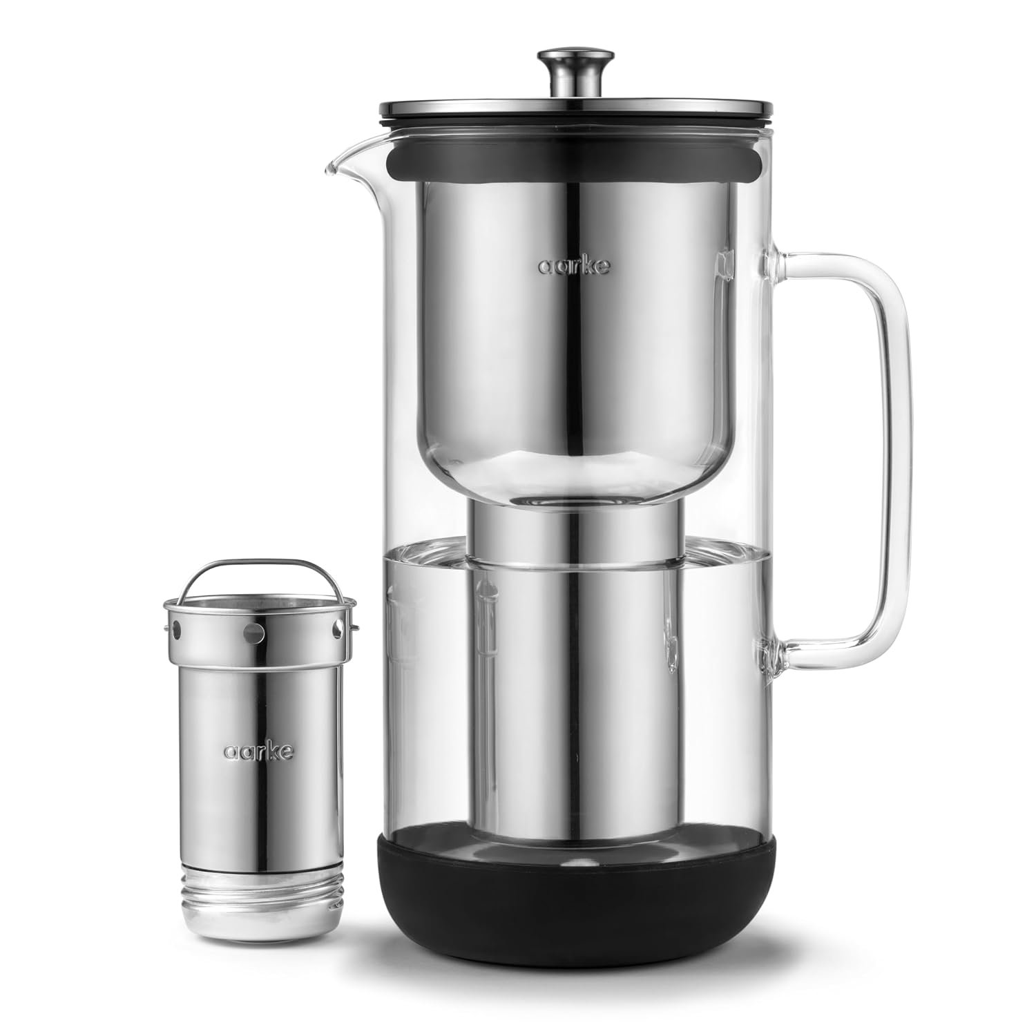 Aarke Purifier – Glass & Stainless Steel Water Filter Pitcher, 81oz