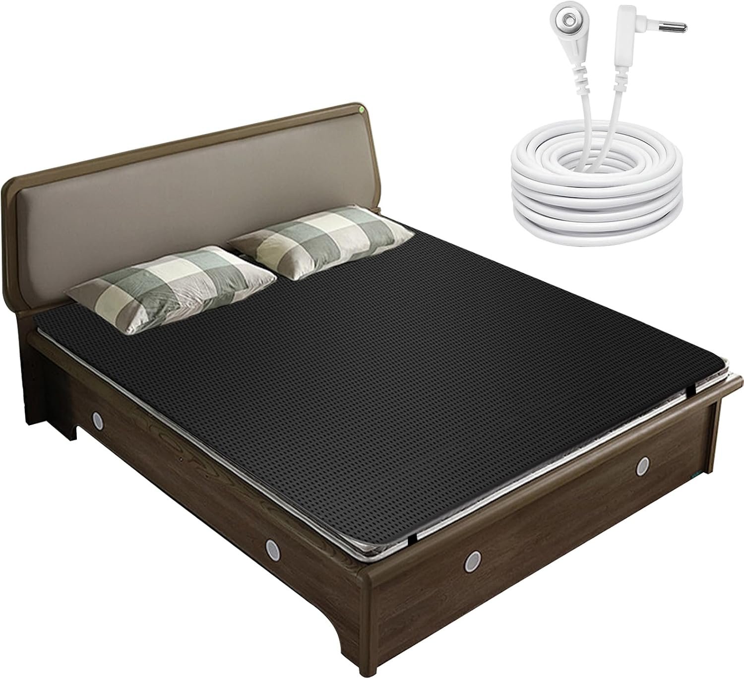 Earth Mat Grounding Pad for Bed, Conductive Carbon Leatherette Mattress Cover Pad to Improve Sleep (54 * 78 inch)