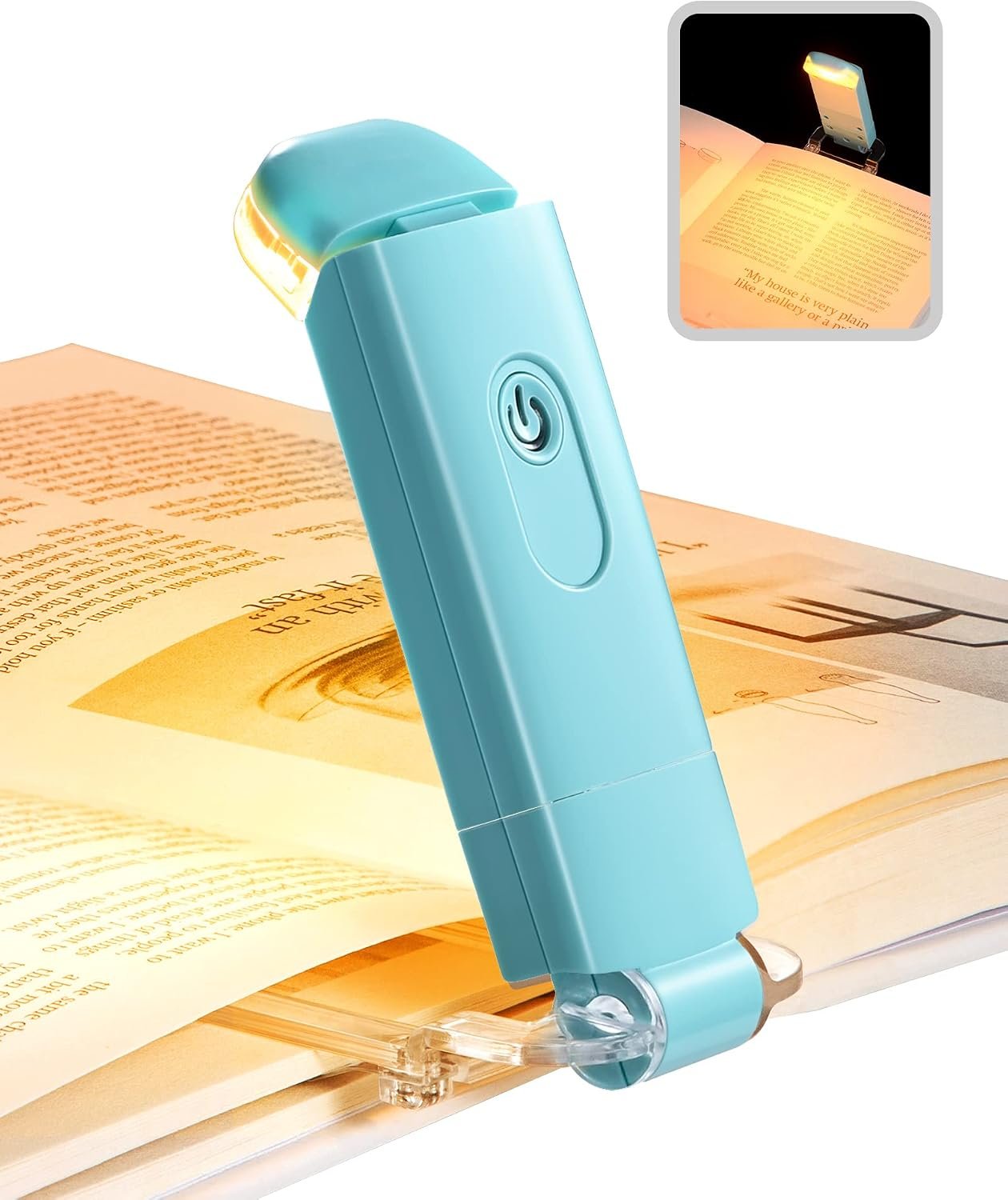 DEWENWILS USB Rechargeable Book Light, LED Clip on Book Reading Light Blue