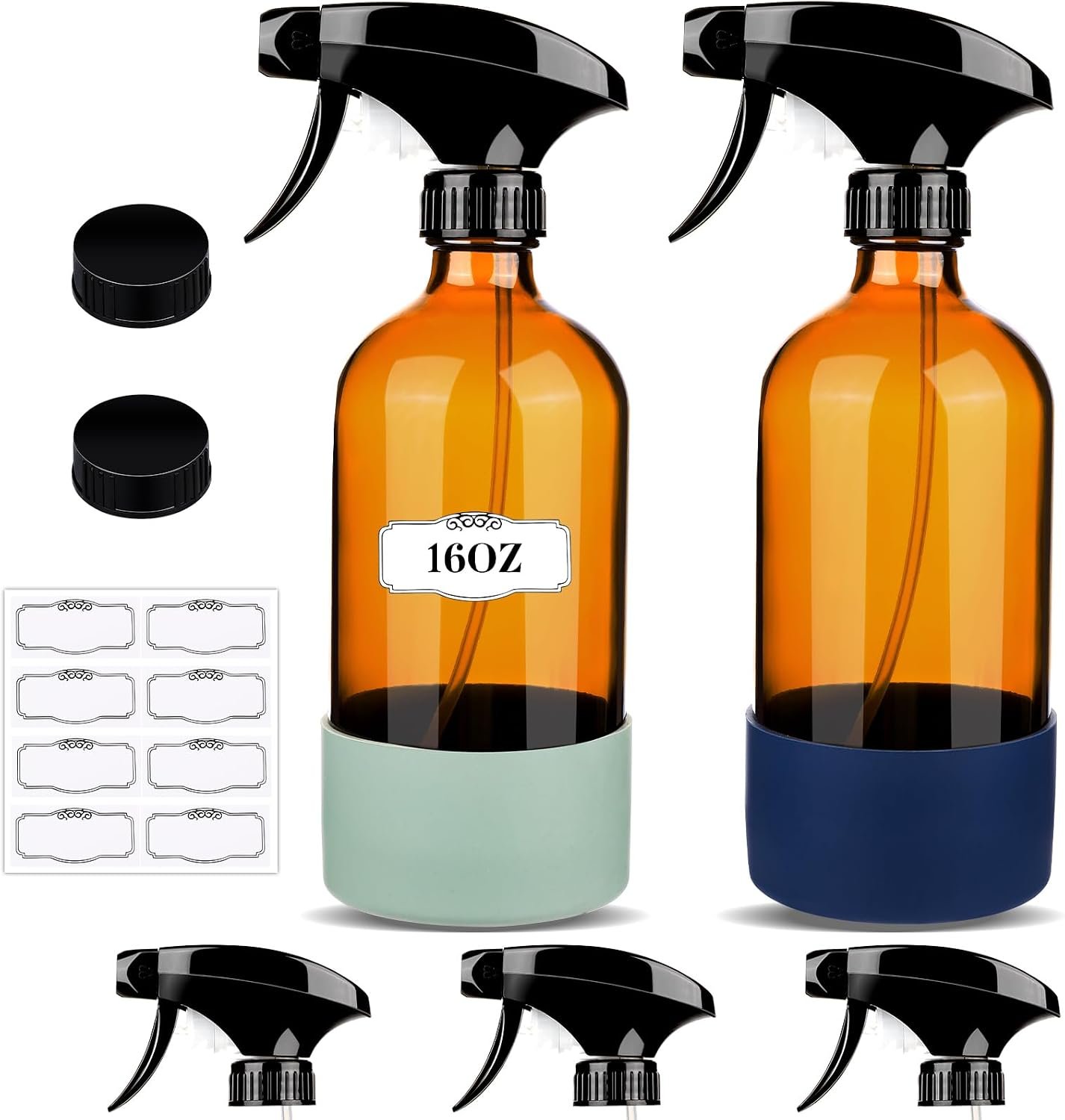 ZENOWICK 2 Pack/16 Oz Glass Spray Bottles, Refillable Empty Containers