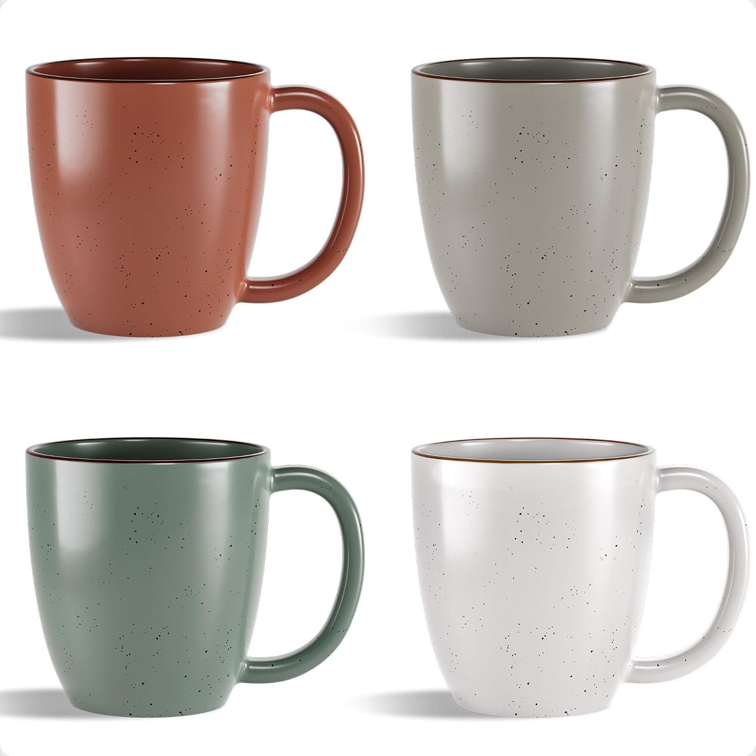 Ceramic Coffee Mugs Set of 4, 16oz Durable Microwave Safe Cups with Handles