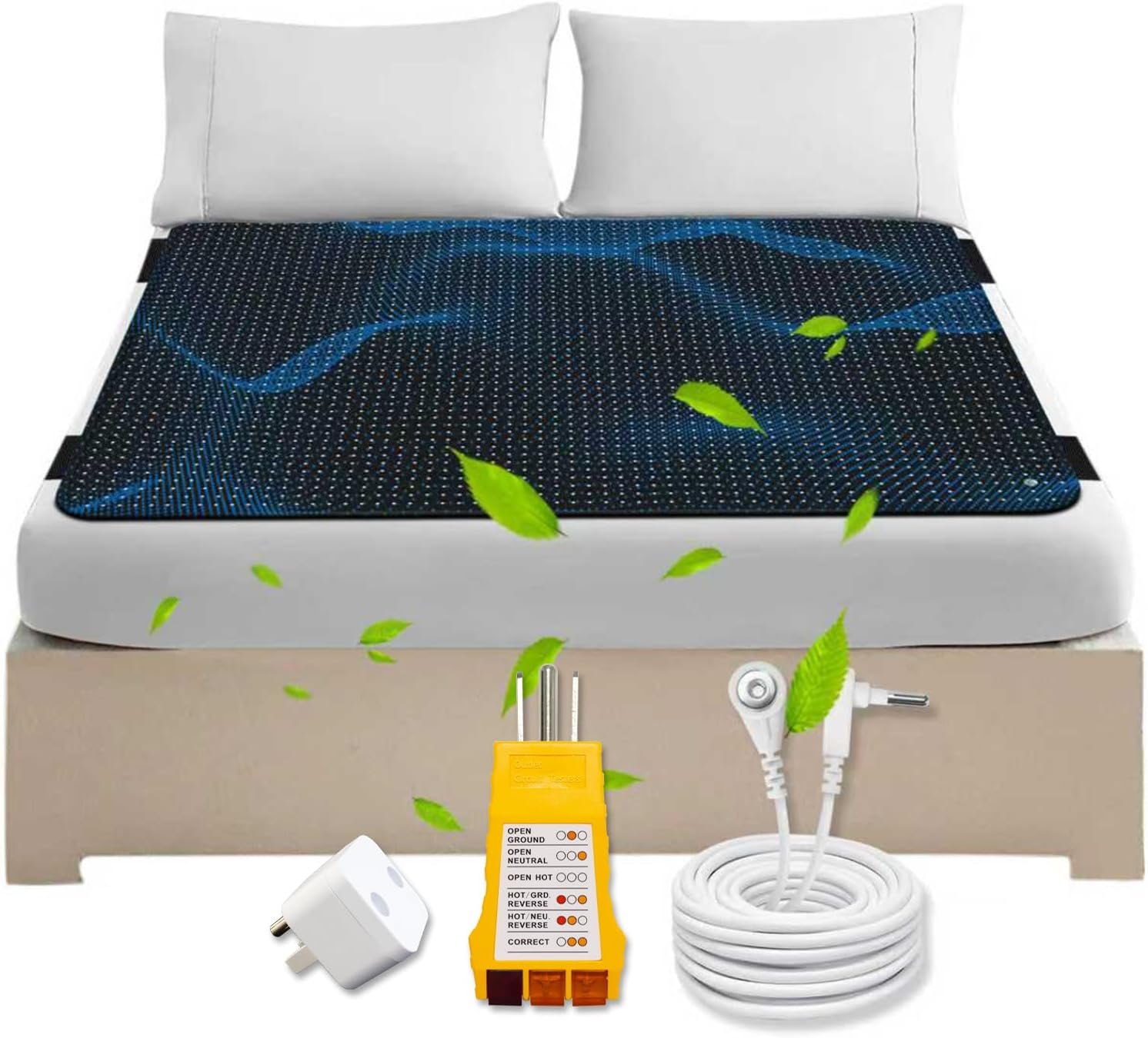 Grounding Mat for Bed,54 * 78 in Grounding Mat Queen Size with Grounding Tester,Grounding Mattress Pad for Improved Sleep (5478 in)