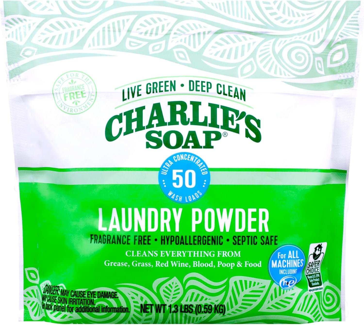 Charlie’s Soap Laundry Powder, 50 Loads, 1 Pack