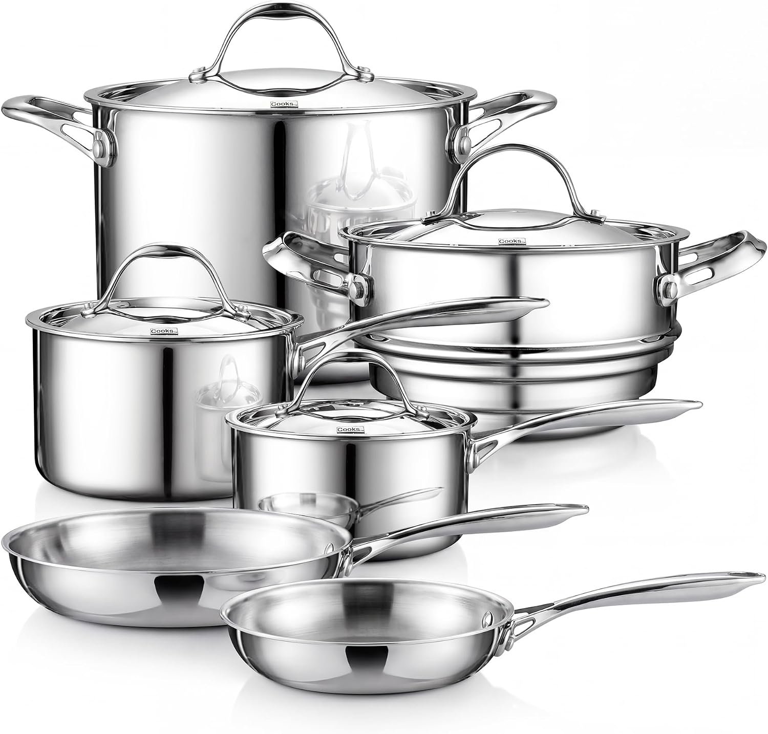 Cooks Standard Multi-Ply Clad Stainless Steel Pots and Pans Set, 10-pc
