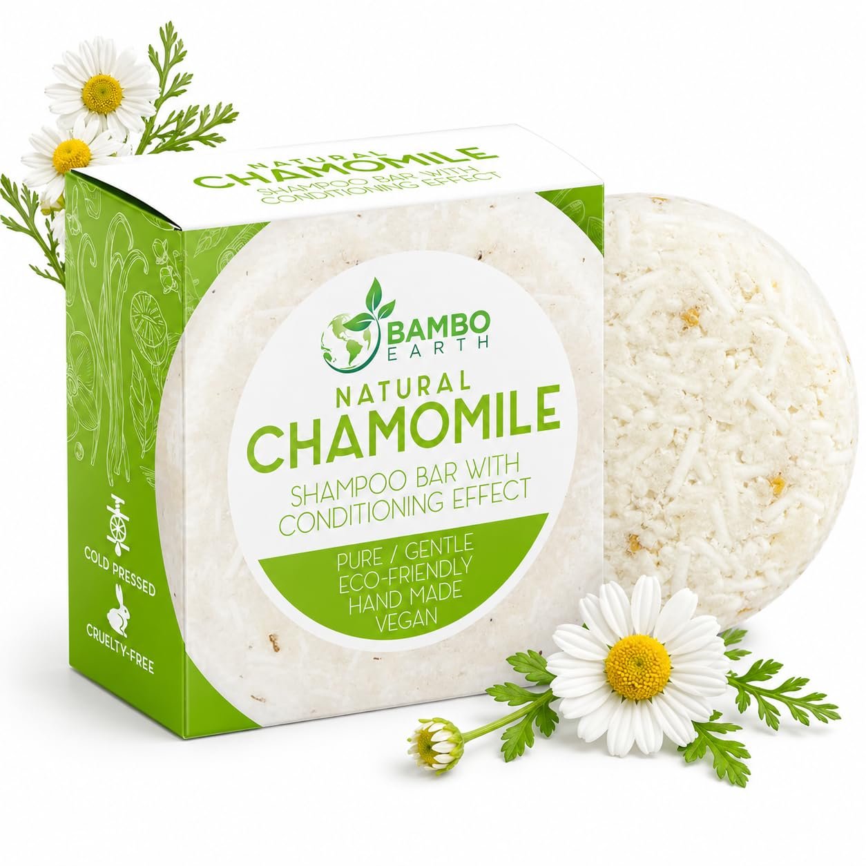 Solid Shampoo Bar And Conditioner Effect Hair Soap – 100% Organic Shampoo Bars For Hair With All Natural Plant Based Essential Oils And Zero Waste Biodegradable Packaging (Chamomile)