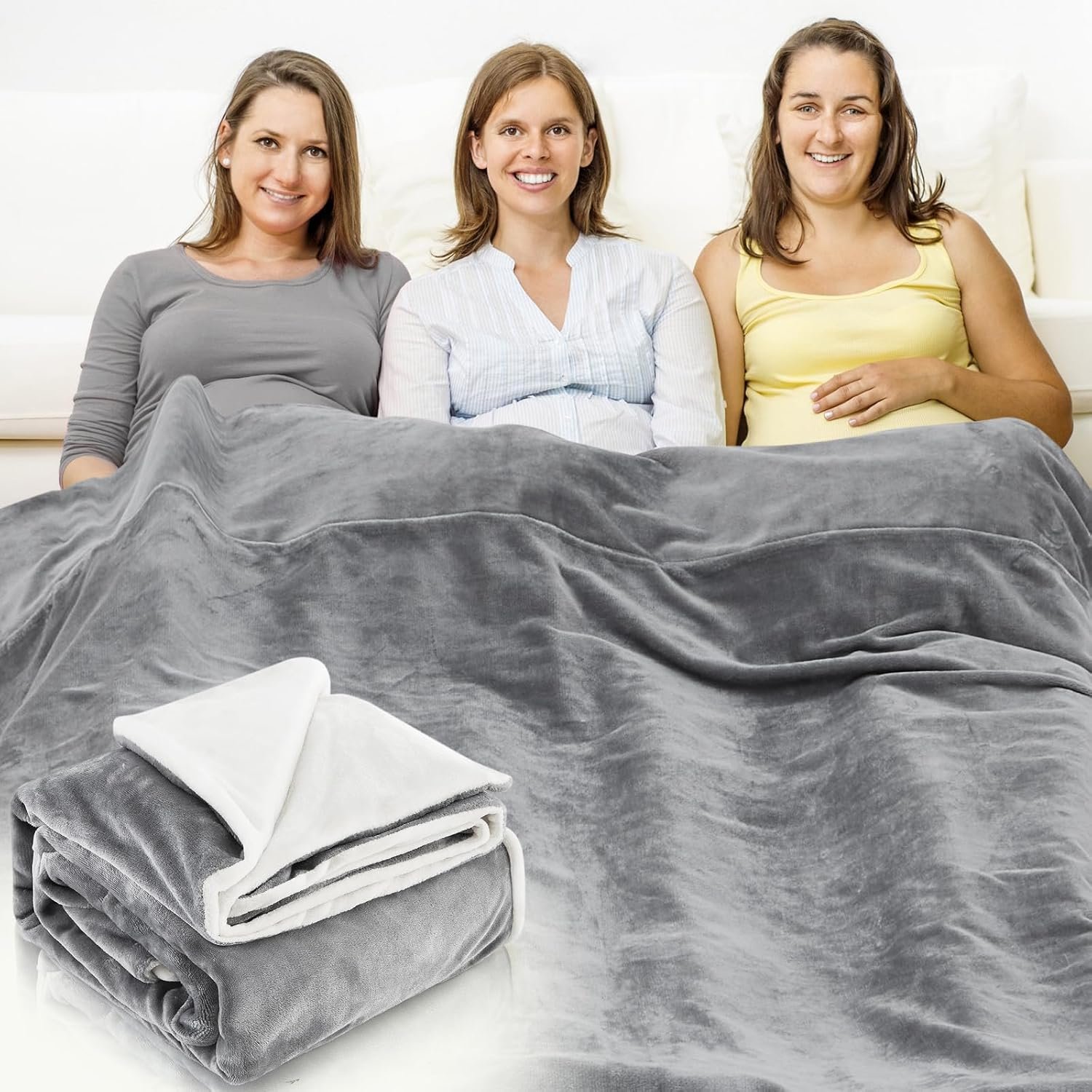 Preboun 108 X 87 Inch Faraday Blanket EMF Protection Flannel Grey