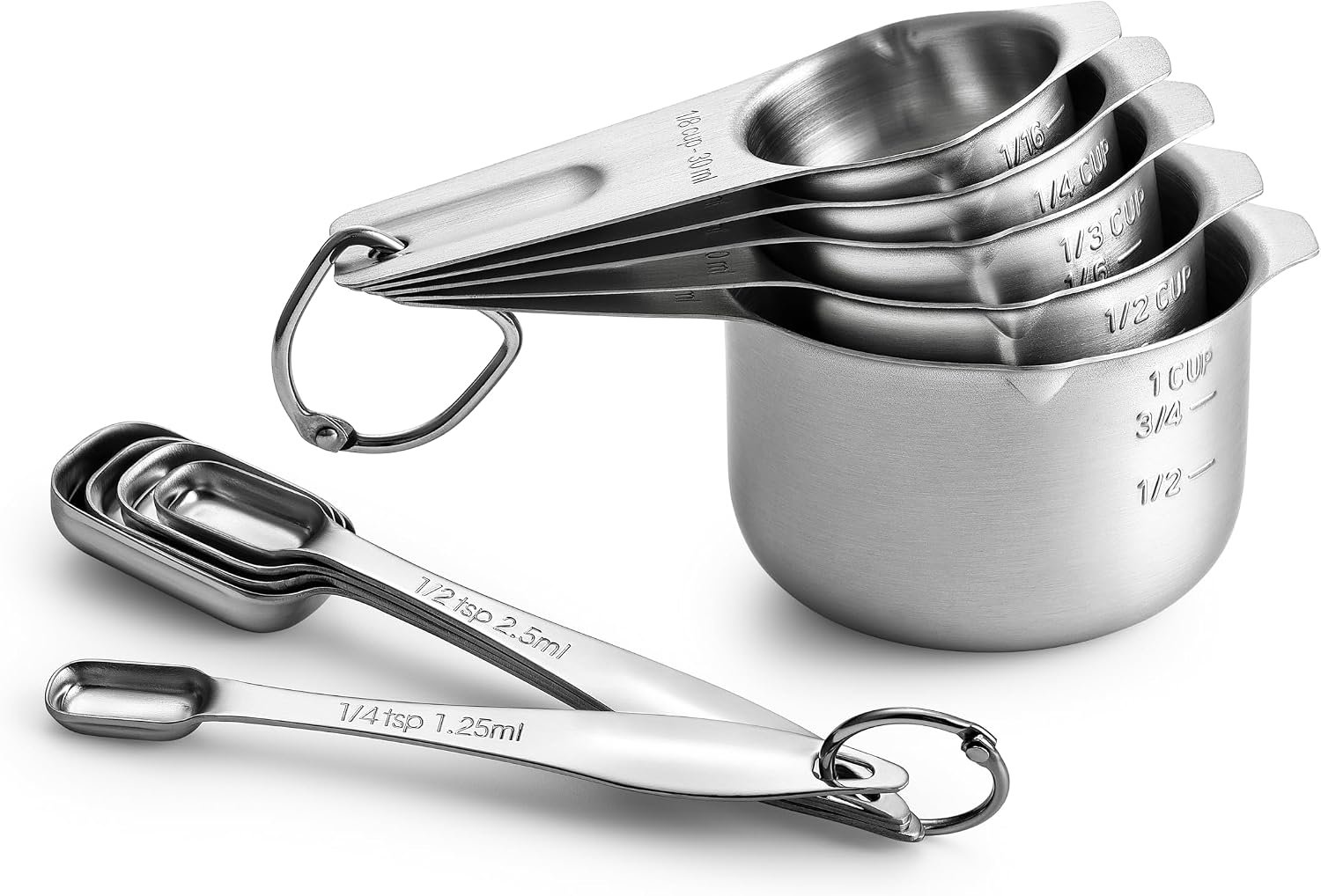 Spring Chef Stainless Steel Measuring Cups and Spoons Set of 10 w/Leveler