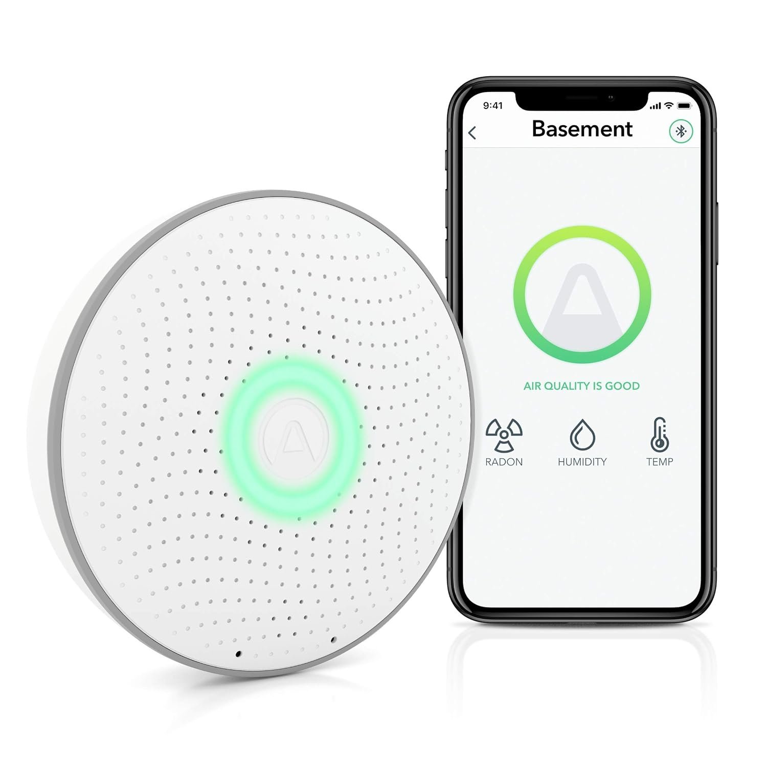 Airthings 2950 Wave Radon – Smart Radon Detector with Humidity & Temperature Sensor – Easy-to-Use – Accurate – No Lab Fees – Battery Operated – Free App