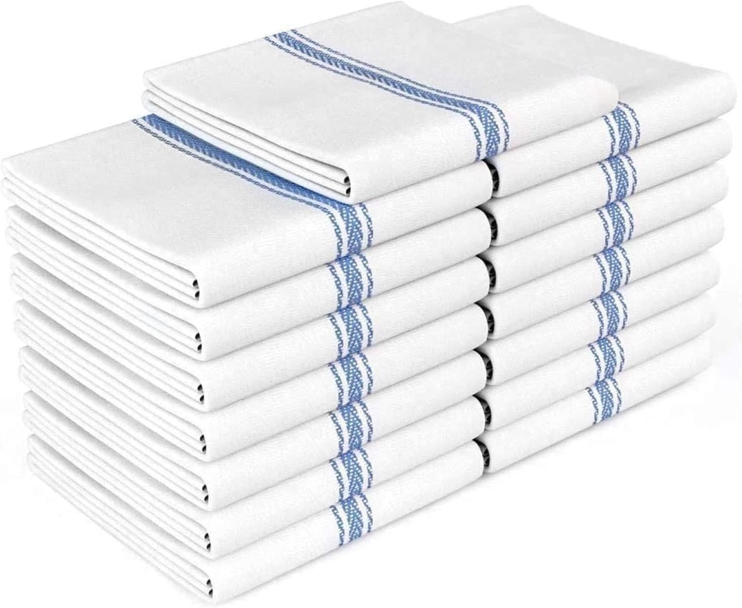 Zeppoli Classic Dish Towels – 15 Pack – 14″ by 25″ – 100% Cotton Kitchen Towels – Reusable Bulk Cleaning Cloths – Blue Hand Towels – Super Absorbent – Machine Washable