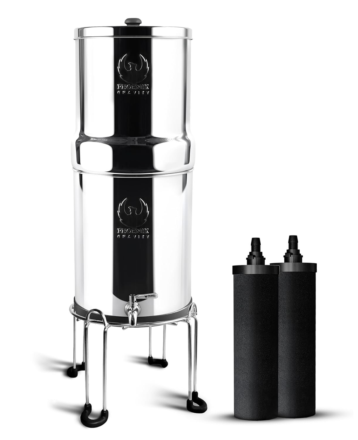 Phoenix Gravity 2.25G Water Filter System with Stainless Steel Stand & Tap