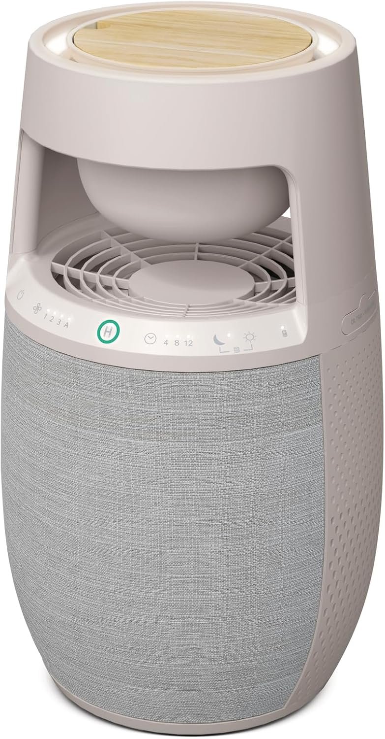 Homedics Natura Air Purifier for Home 975 Sq Ft Bedroom & Office, True HEPA Air Cleaner with Activated Carbon Air Filter, Smart Air Quality Sensor, Auto Mode, Sleep Mode, Timer, Odor Reducer