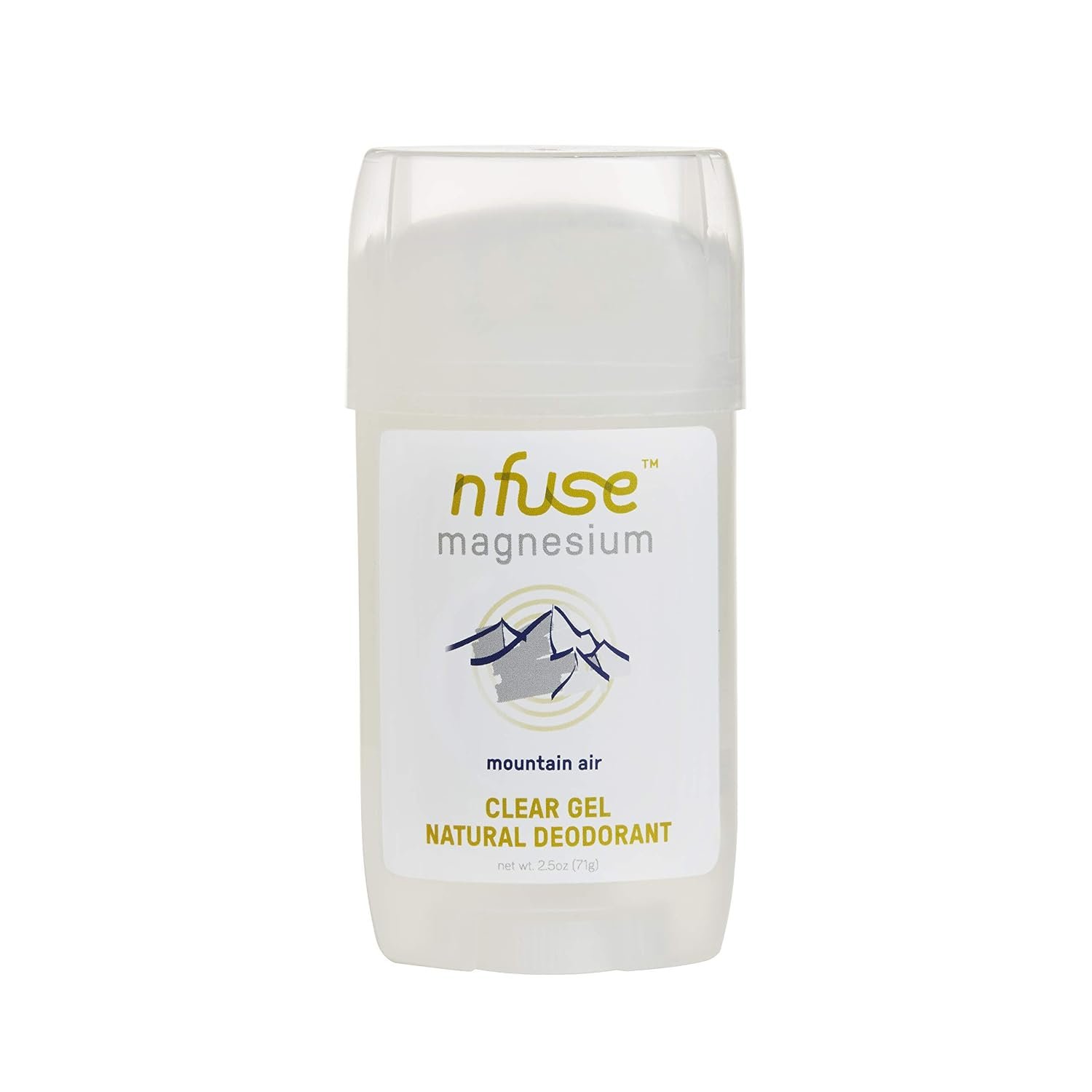 nfuse Natural Topical Magnesium Gel Deodorant, Long-Lasting Natural Odor Protection with USP-Grade Magnesium Chloride, Aluminum-Free, Paraben-Free, Baking Soda-Free, Mountain Air Scent, 2.5 oz