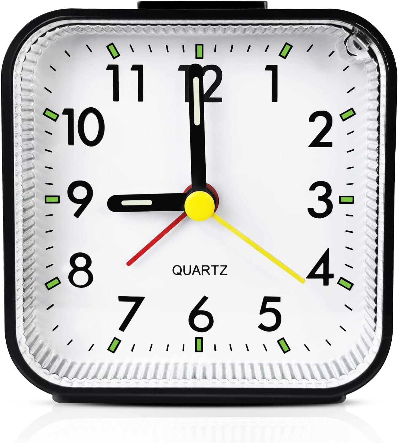 Lamisola Small Analog Travel Alarm Clock, Battery Operated Desk Table Shelf Clock for Kids, Quieter Bedside Alarm Clocks for Bedrooms Bathroom Living Room Kitchen, Black