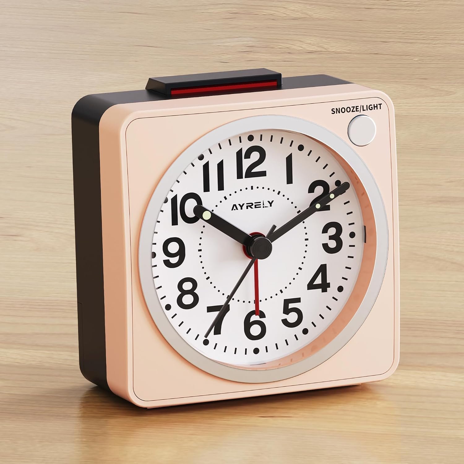 AYRELY® 2.6″ × 1.4″ Ultra Small Battery Operated Analog Travel Alarm Clock