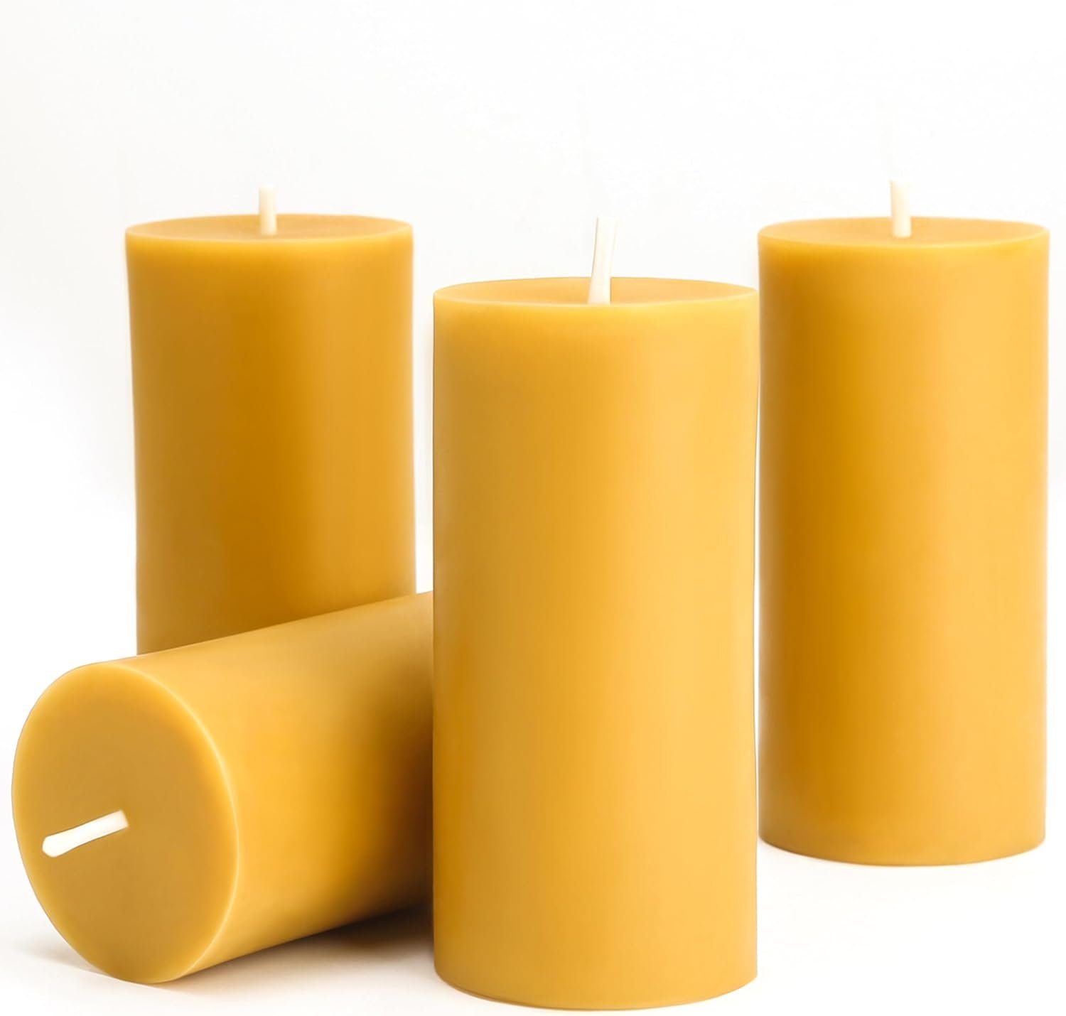 Beeswax Pillar Candles 2×4 Inch 4 Pack, Unscented Bee Wax