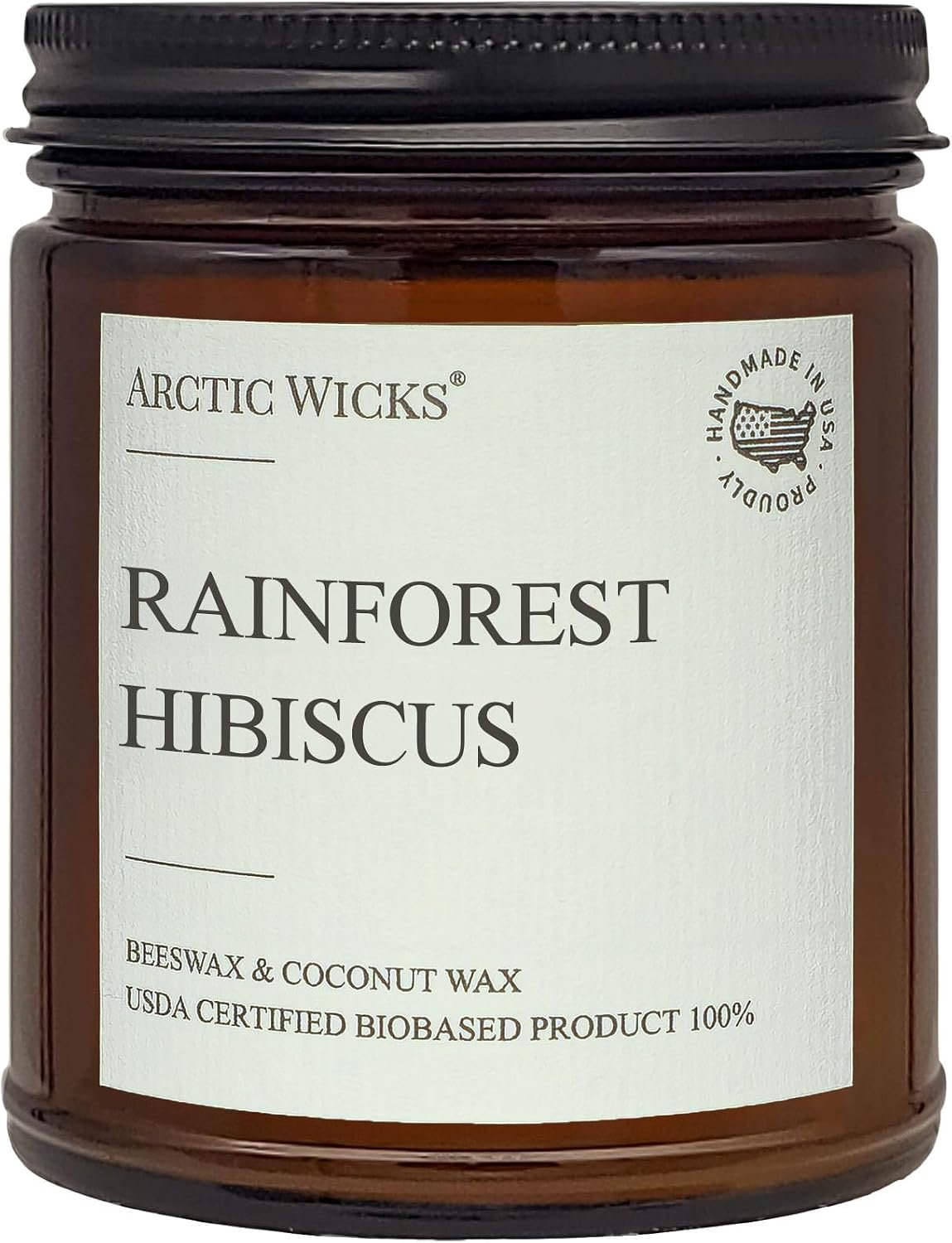 Arctic Wicks Rainforest Hibiscus Candle, 9oz Coconut Beeswax, Non-Toxic