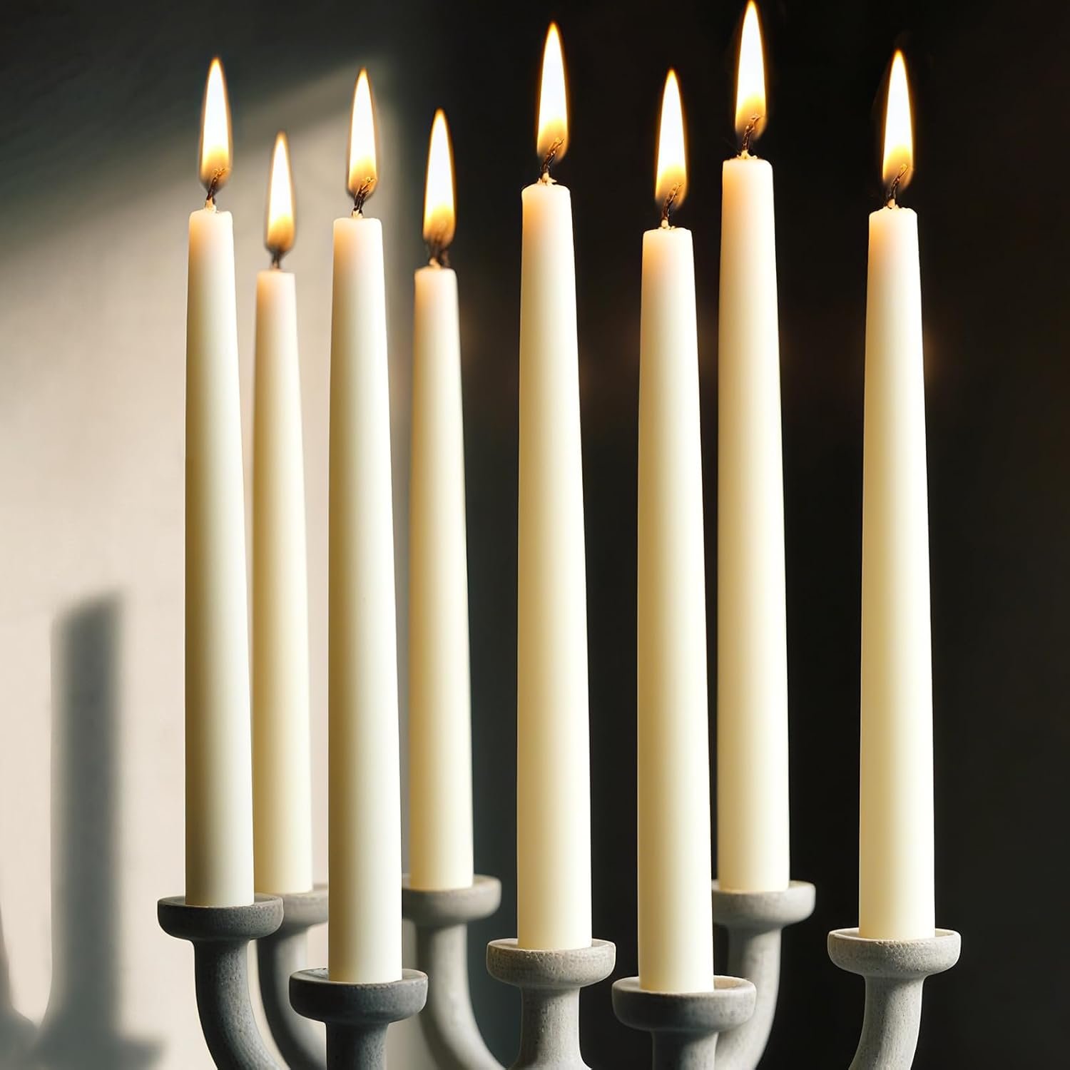 Beeswax Taper Candles 9 Inch 8 Pack, Unscented White