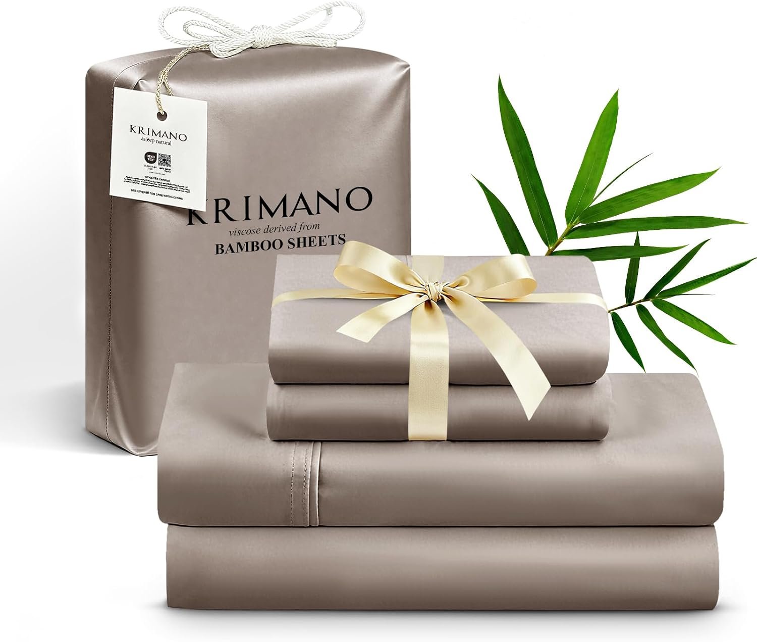 Bamboo Viscose Sheet Set King Size, Cooling Sheets Bed Set 4pcs