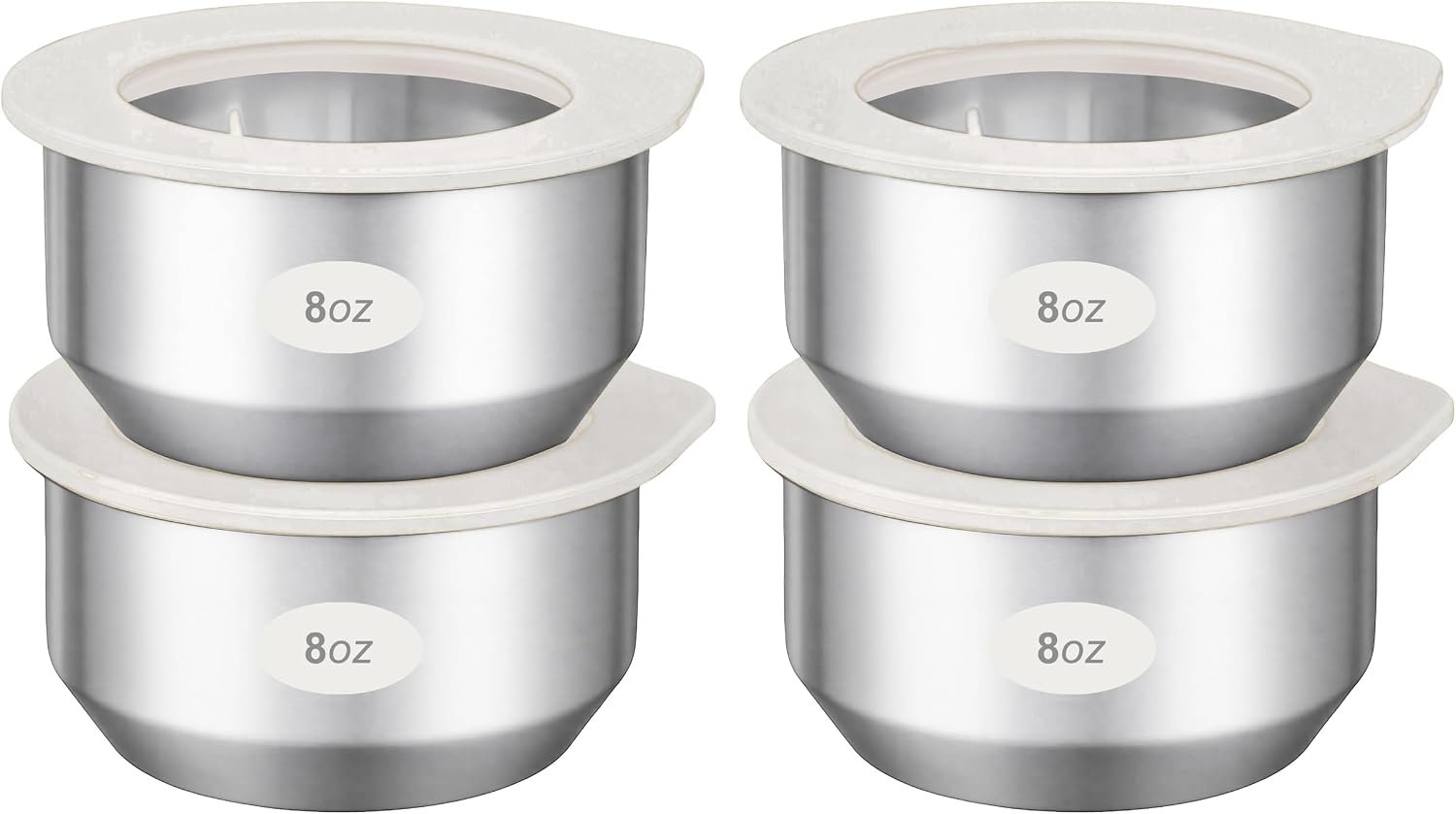 Urban Green Stainless Steel Food Containers with Glass Lid, Airtight Leakproof Stainless Steel Storage Containers in set of 4, small size, Round Shape, Microwave Safe, 100% Plastic Free