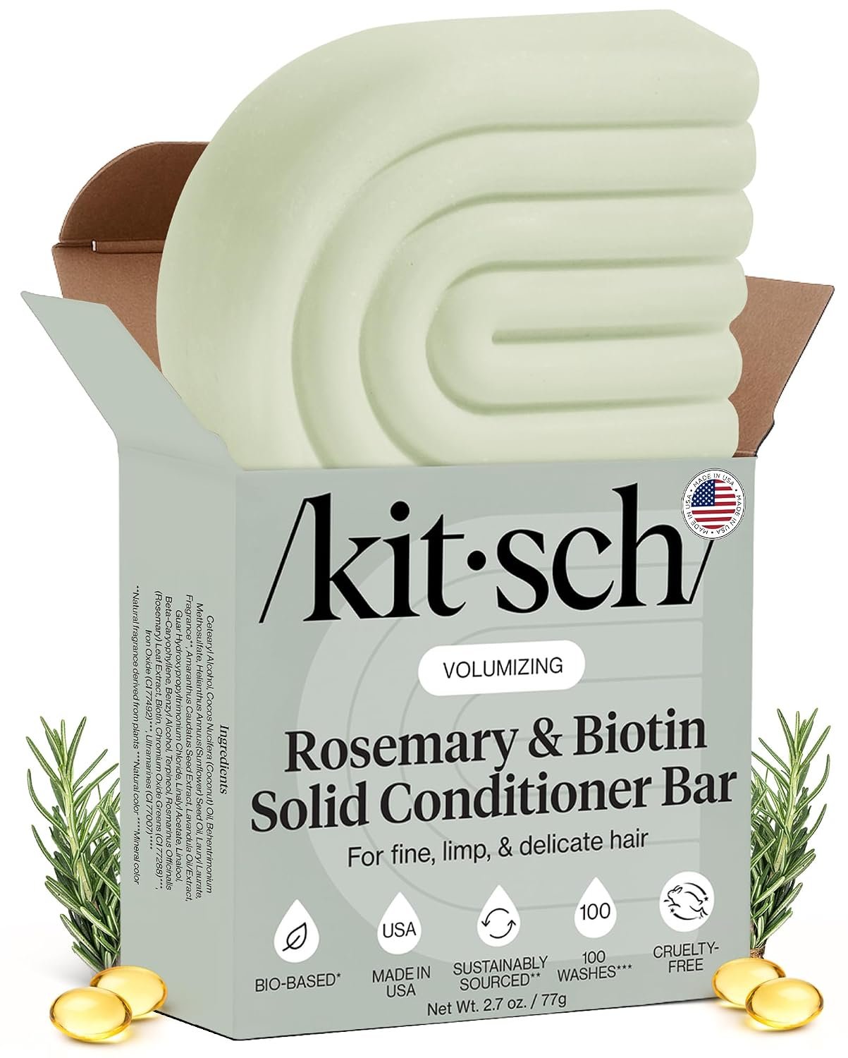 Kitsch Rosemary & Biotin Conditioner Bar Soap for Hair Growth – 2.7 oz