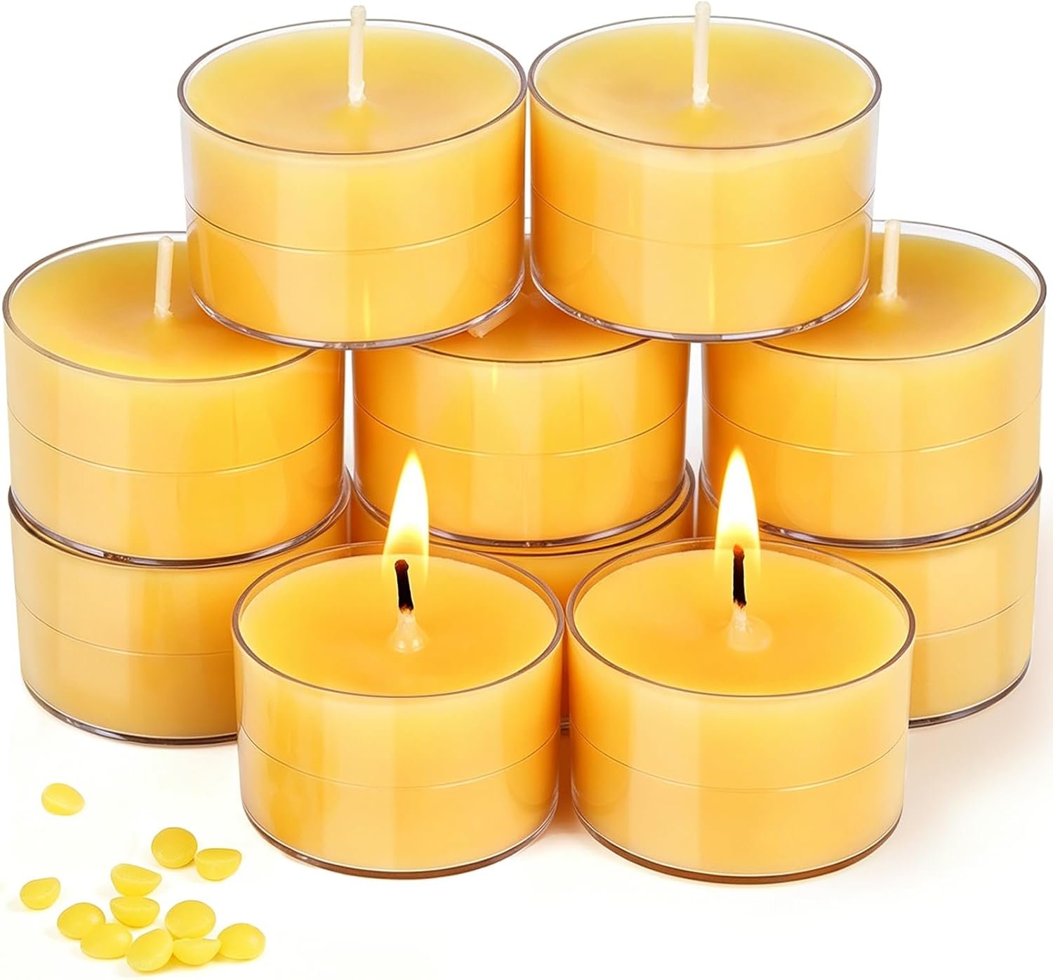 Beeswax Tea Light Candles Bulk 6 Hour Non Toxic Natural Pure Bees Wax