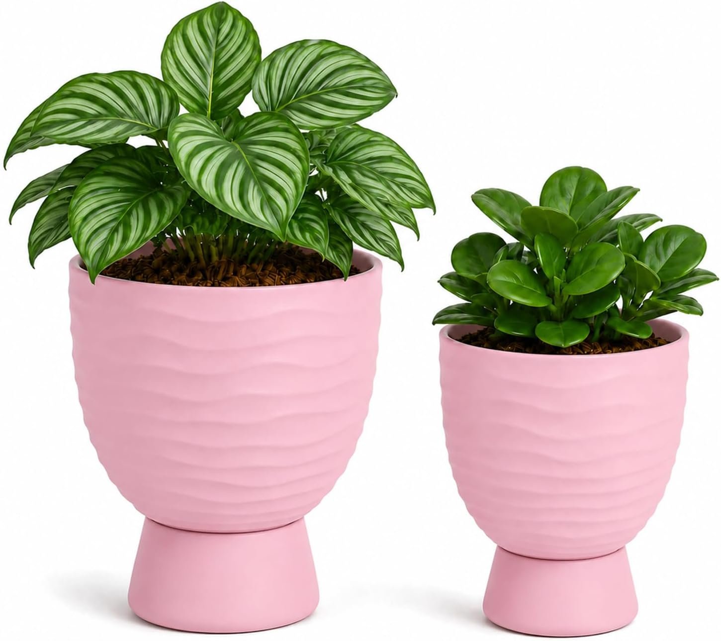 vensovo Pink Terracotta Self Watering Plant Pots, 6 and 8 Inch with Saucers