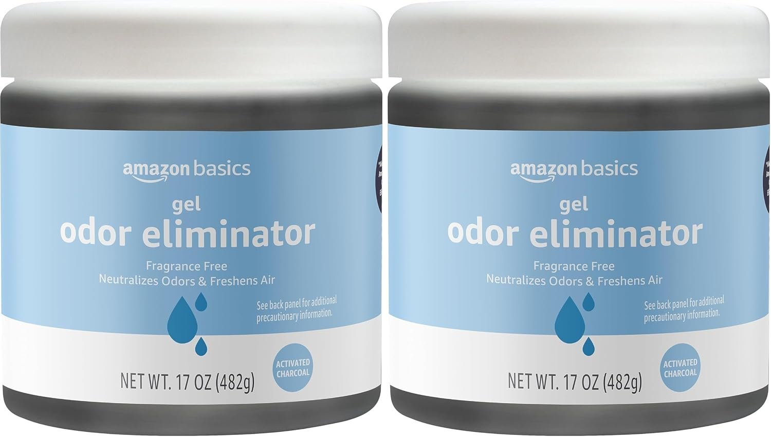 Amazon Basics Odor Eliminator, Gel, Activated Charcoal | Fragrance Free | 17 Oz | Pack of 2