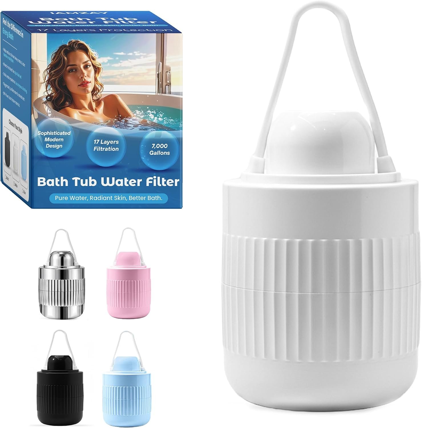17-Stage Bath Filter for Tub, Leak-Proof, 7000 Gallons, Vitamin C & E