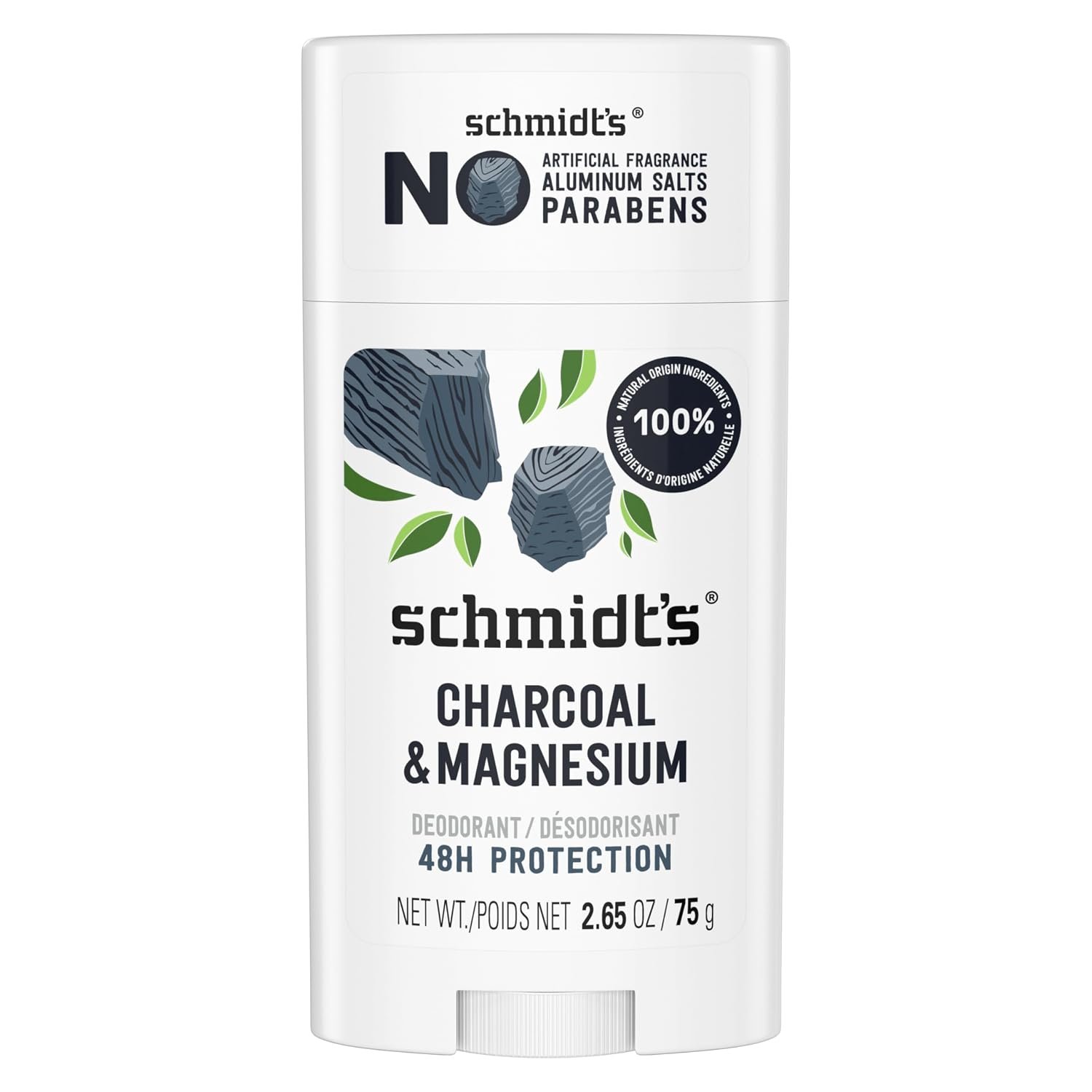 Schmidt’s Aluminum-Free Vegan Deodorant Charcoal & Magnesium with 2.65 oz