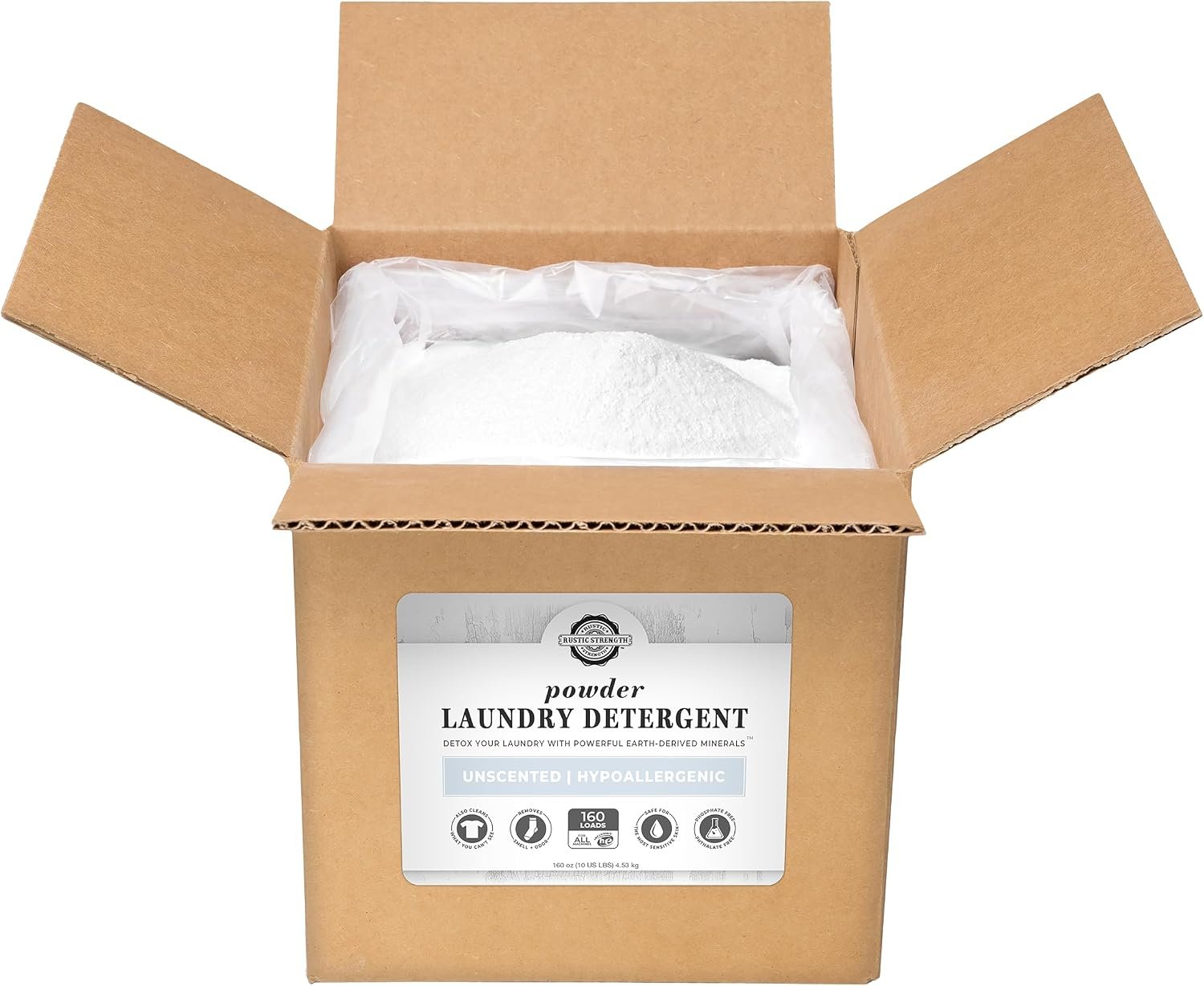 Rustic Strength Natural Powdered Laundry Detergent, Unscented, 10 lb