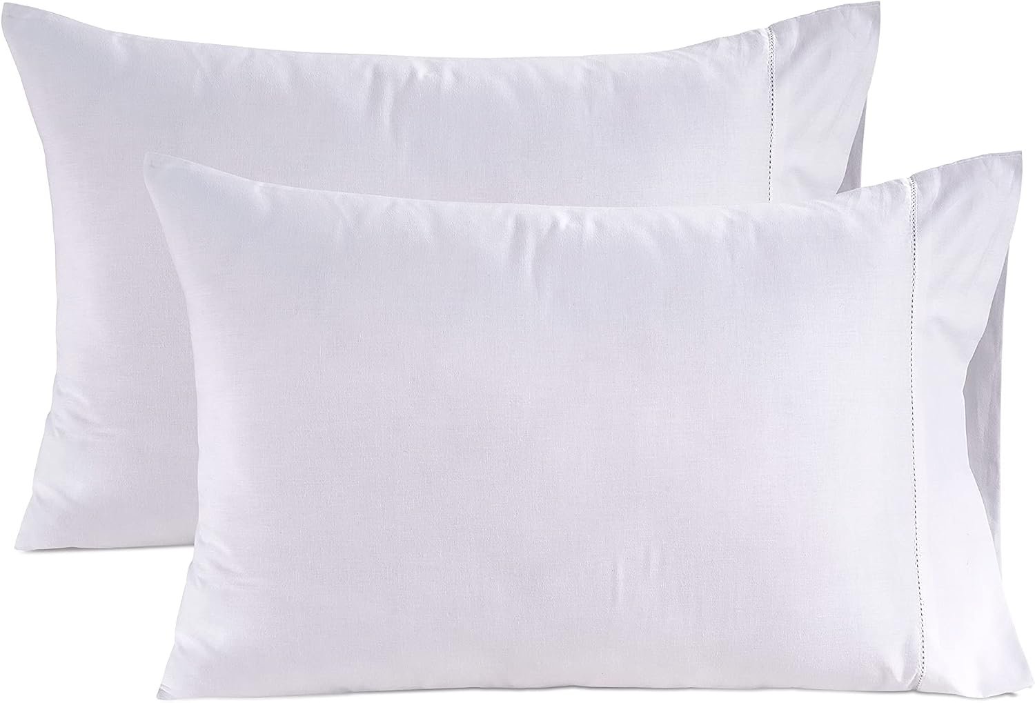 LANE LINEN 100% Organic Cotton Pillow Cases – Standard Size Set of 2 (20″x26″) – Soft White Pillow Cases