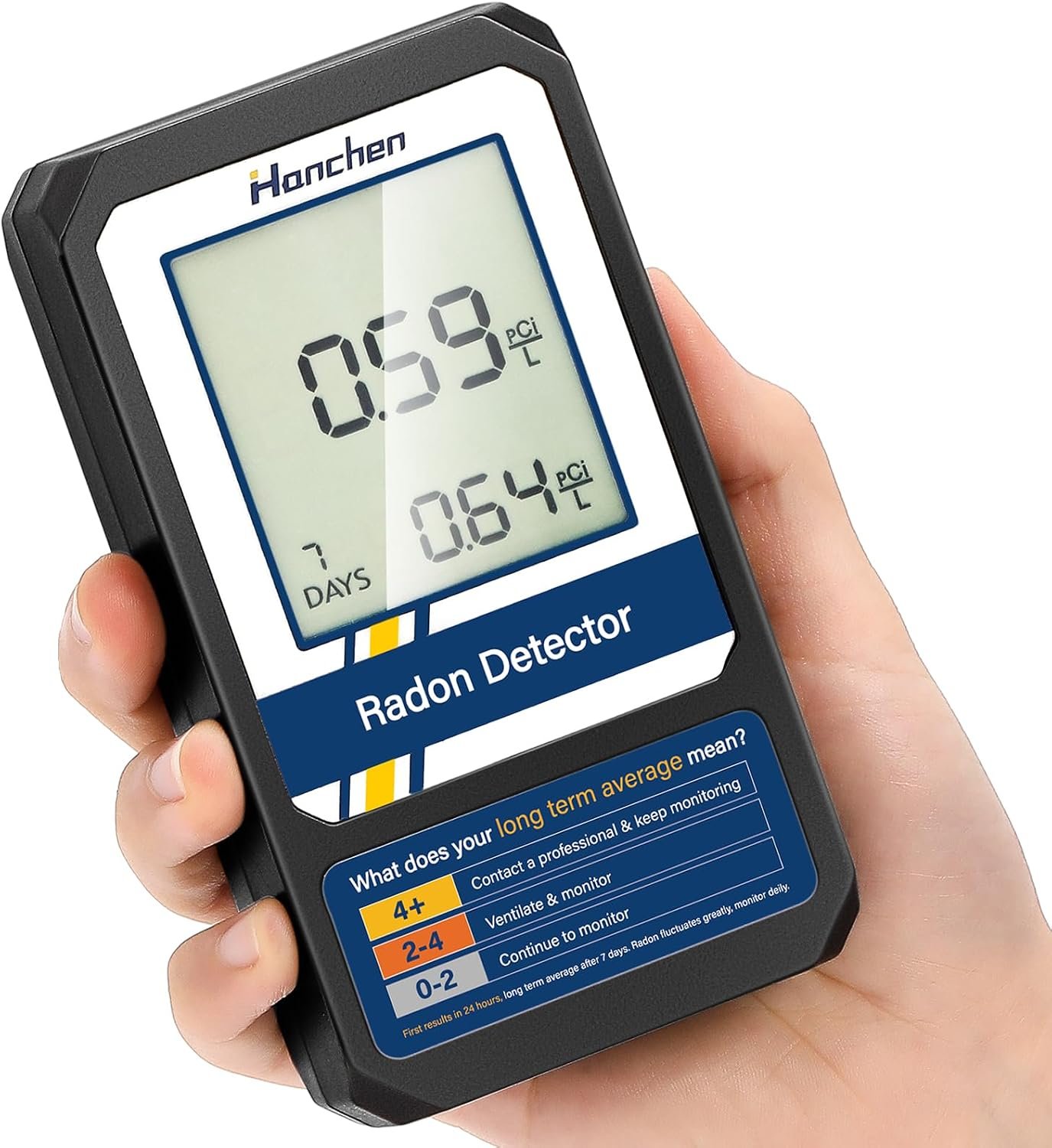 Home Radon Detector for Basement, Portable Radon Meter, Long and Short Term Monitor, Battery-Powered, Easy-to-Use, USA Version, pCi/L (Classic Version)