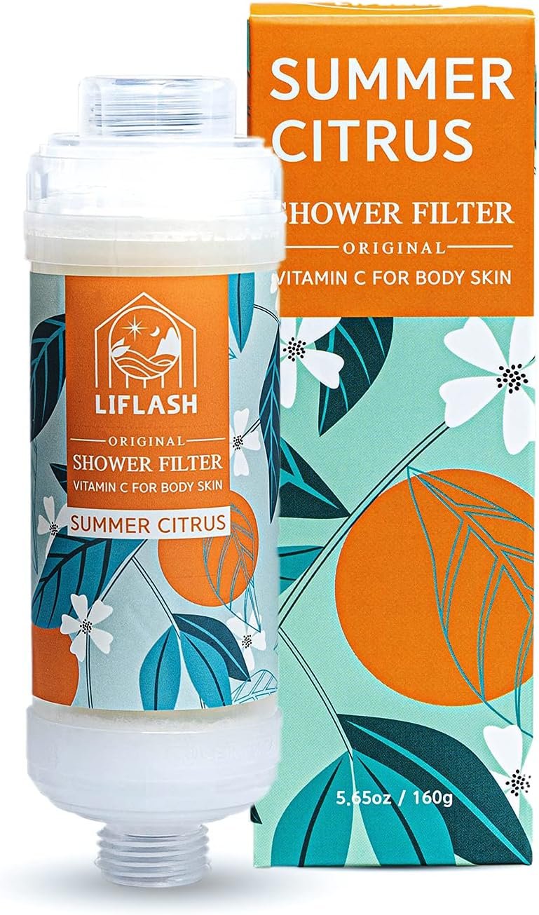 LIFLASH Vitamin C Shower Filter for Hard Water, Aromatherapy Softener Purifier, Help with Softer Skin and Hair Enhancement, for Universal Output Showerhead, Easy Installation (SUMMER CITRUS)