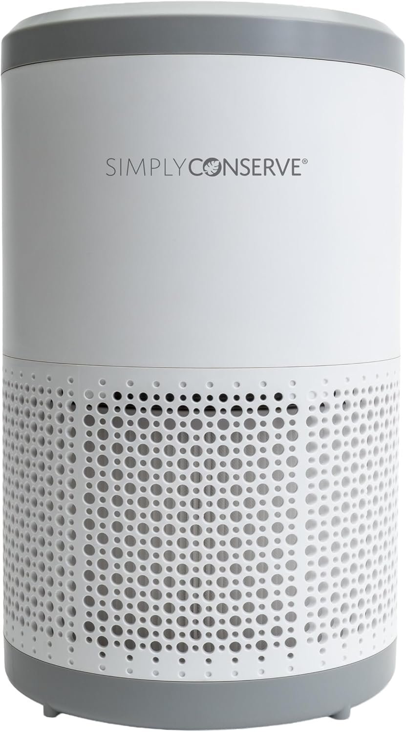 Simply Conserve Tabletop Air Purifier for Home, Bedroom, Living Room | True HEPA H13 Filter | ENERGY STAR | Removes 99.97% of Dust, Smoke, Pollen, Mold, Wildfire Smoke | For Rooms up to 1,000 Sq Ft