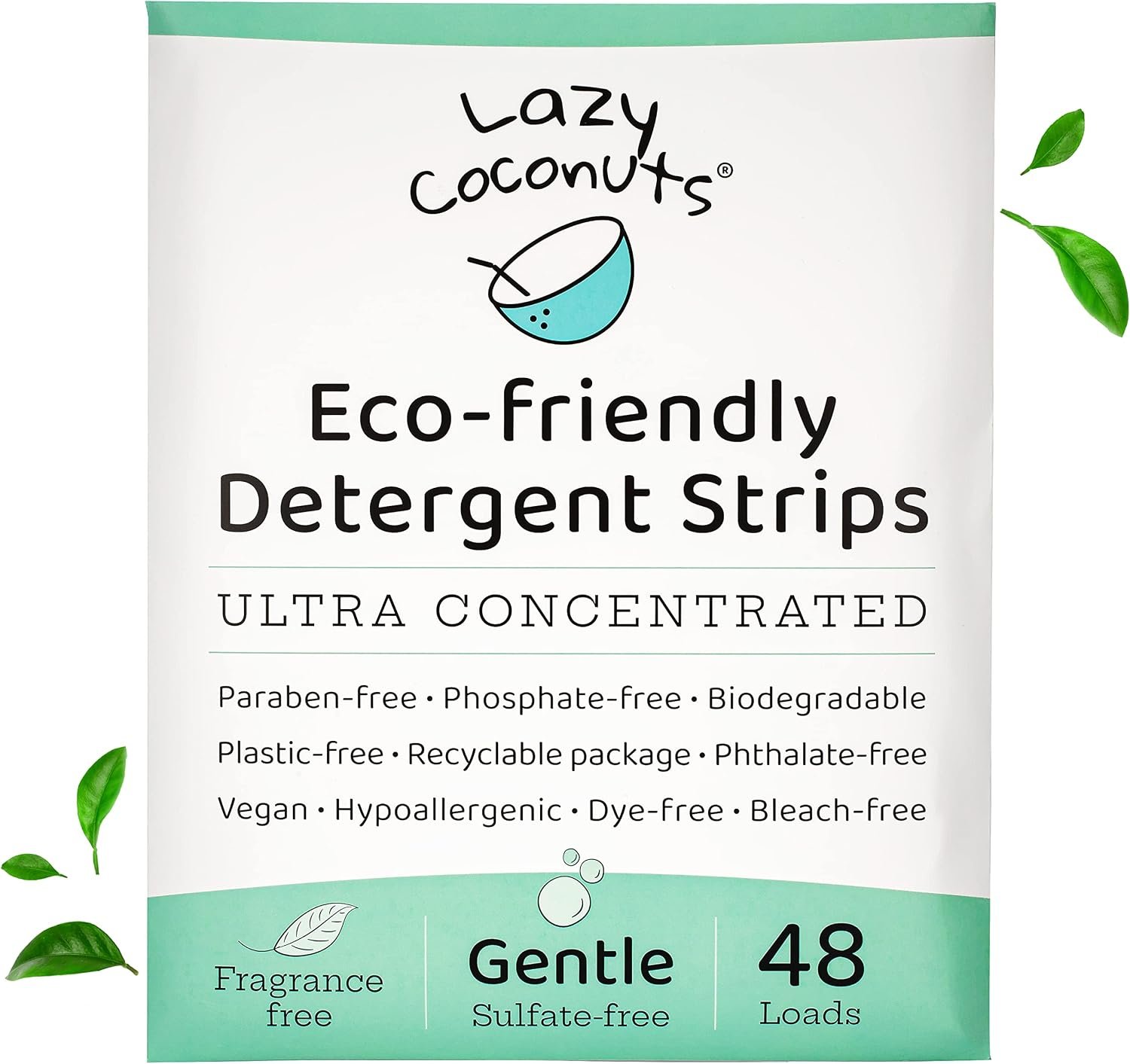 Lazy Coconuts Laundry Detergent Sheets, 48 Loads, Sulfate Free, Baby Safe
