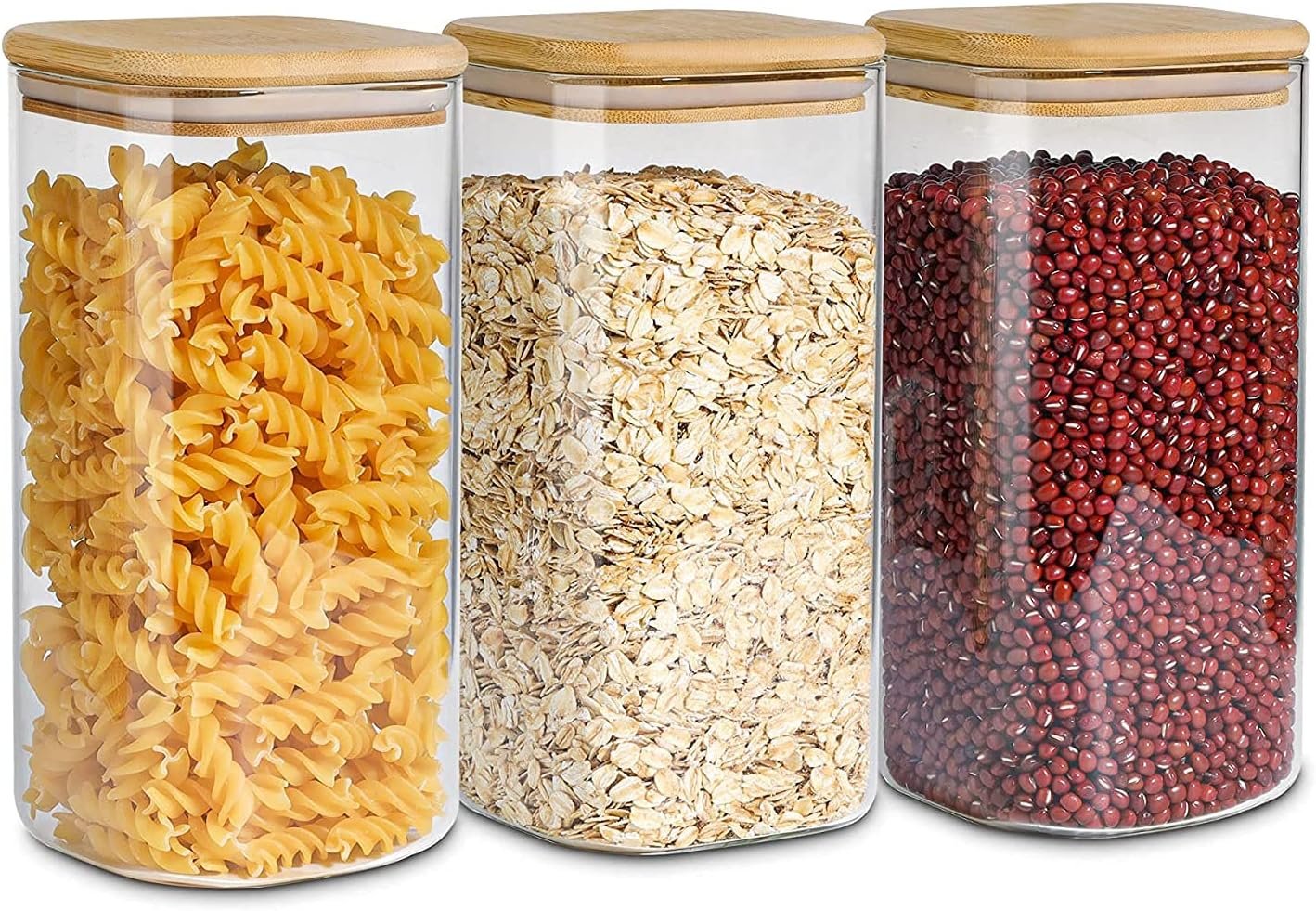 ComSaf Glass Storage Containers with Lids 1.6 Qt, Set of 3 Food Storage Jar